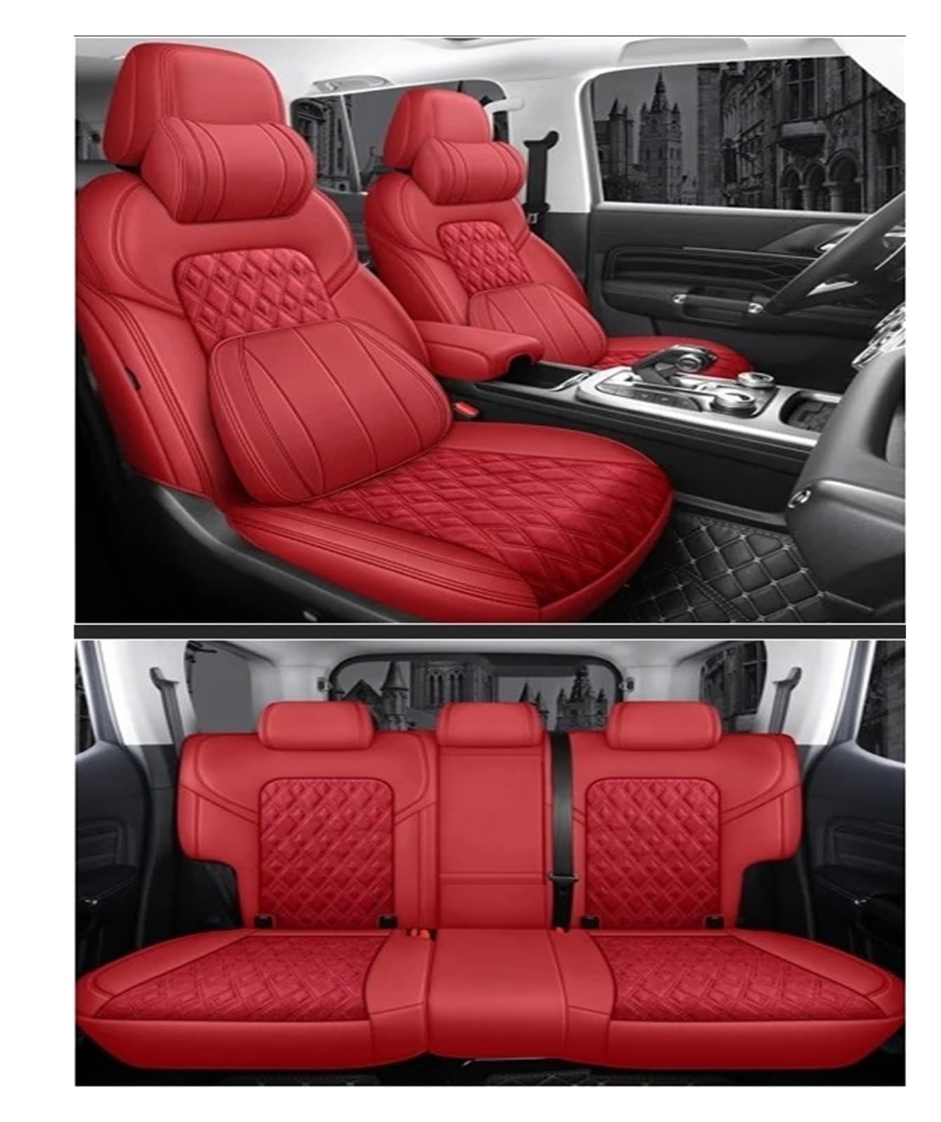 QILINGS Auto Sitzbezüge Für Infiniti FX35 FX37 FX50 G35 G37 G25 EX25 EX35 EX37 M35 M25 Leder Auto Sitz Abdeckung Sitzbezüge Auto(RED LUX) von QILINGS