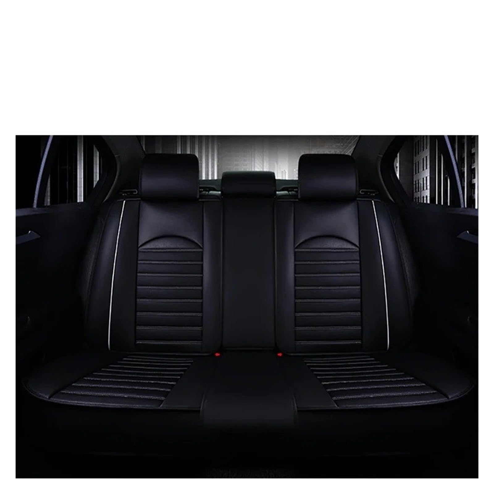 QILINGS Auto Sitzbezüge Für Saab 95 93 Leder Universal Autositzbezüge Auto-Innenausstattung Autoprodukte Innenausstattung Sitzbezüge Auto(1 Black White Rear) von QILINGS