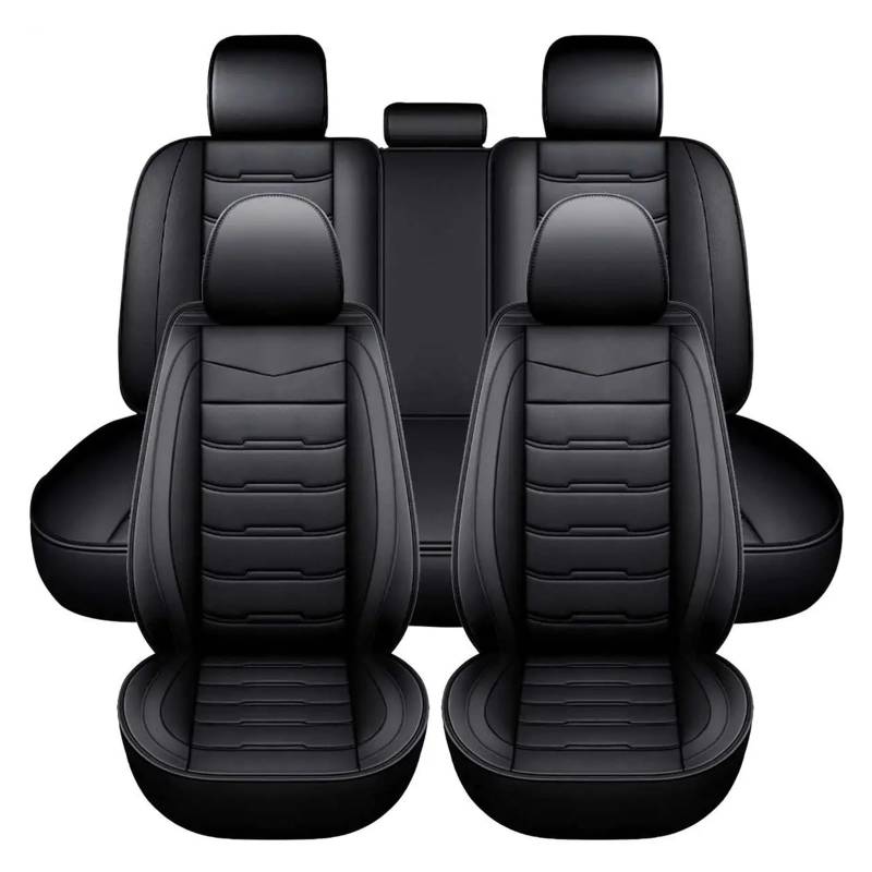 QILINGS Auto Sitzbezüge Für VW Für Golf Für 5-Sitzer Leder Autositzbezüge Universal Auto SUV Trucks Van Sitzbezug 5D Sitzbezüge Auto(Schwarz) von QILINGS