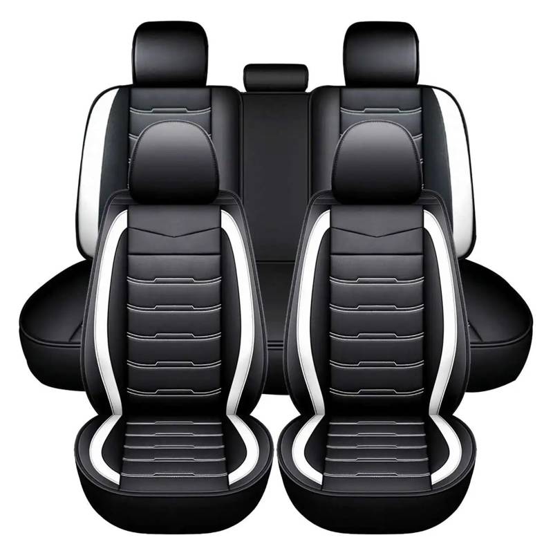 QILINGS Auto Sitzbezüge Für VW Für Golf Für 5-Sitzer Leder Autositzbezüge Universal Auto SUV Trucks Van Sitzbezug 5D Sitzbezüge Auto(Weiß) von QILINGS