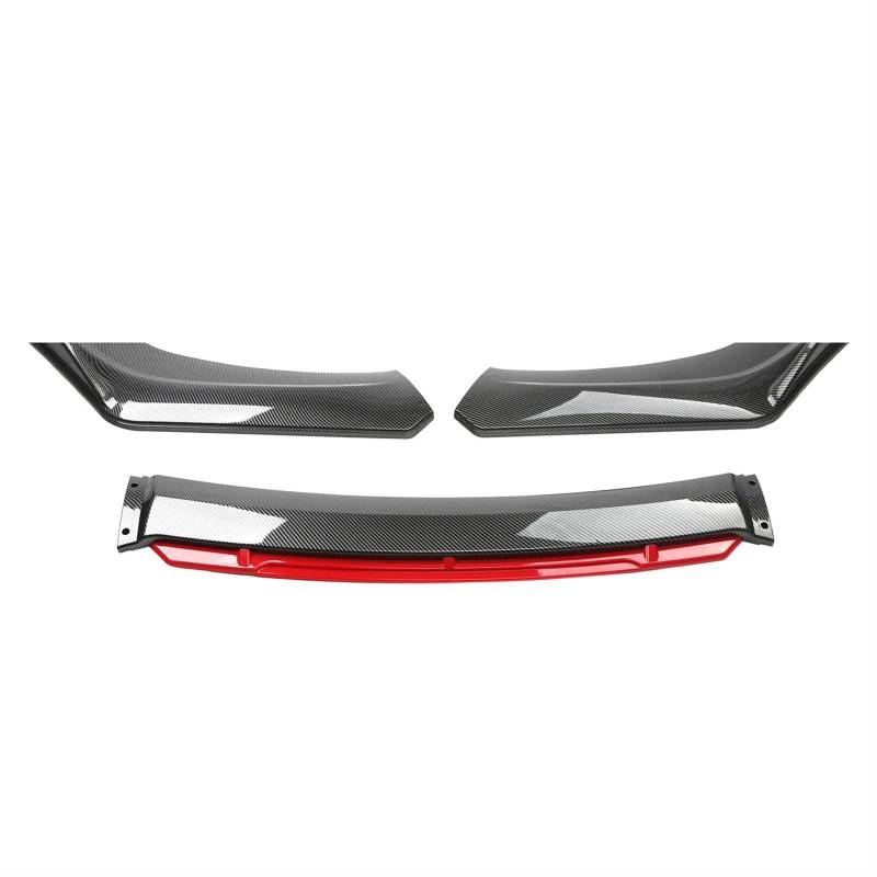 QILINGS Frontstoßstange Spoiler Universal Auto Front Stoßstange Lip Body Kit Spoiler Carbon Fibe Dekorative Streifen Stoßstange Canard Lip Splitter Frontlippe Spoiler(Carbon Fiber Red) von QILINGS