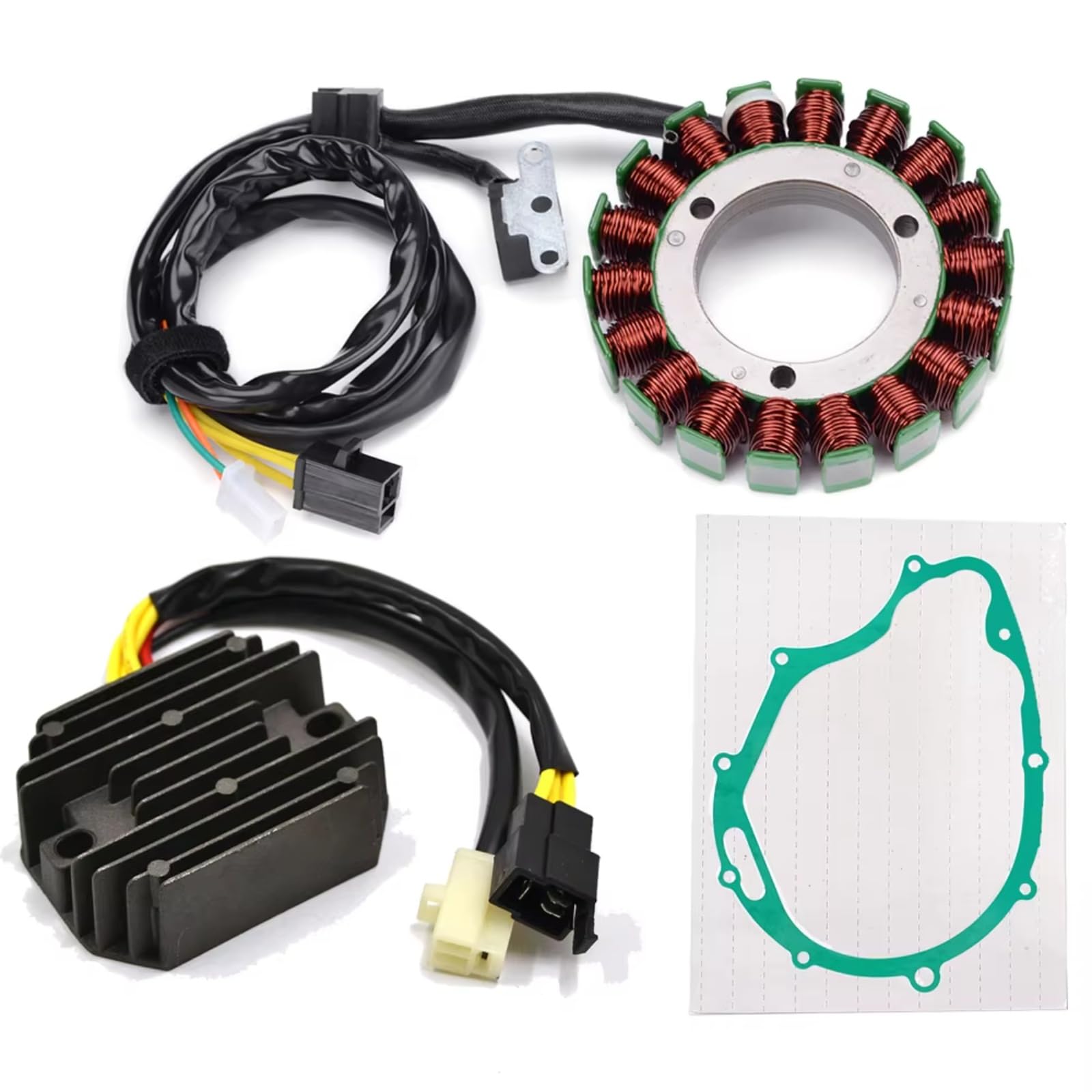 QILINGS Motorrad Stator Spule Für Suzuki LS400 LS650 Für Savage 1986-2004 Für Boulevard S40 2005-2019 Mit Dichtung Motor Stator Spule + Spannungsreglergleichrichter Stator Zündspule(A) von QILINGS