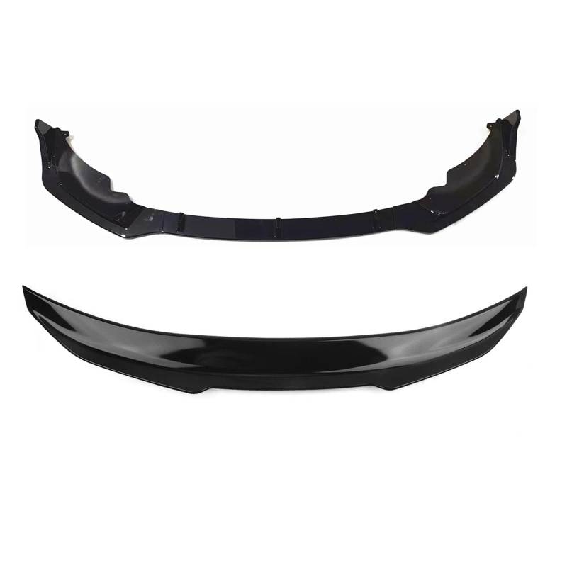 Auto Frontstoßstange Splitter Spoiler Für 2er-Serie Für F44 2020-2023 Für 220i Für 228i Für M235i Frontstoßstangenlippe + Heckspoilerflügelsplitter Karosserie-Kit(Glossy Black) von QILTON