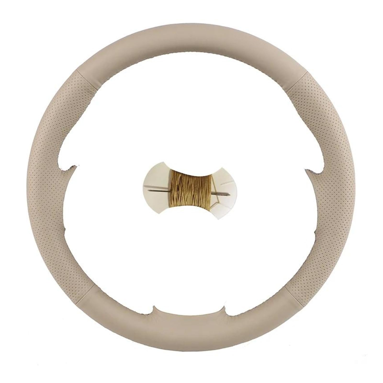 Auto Lenkradhülle Handgenähter Kunstleder-Lenkradbezug Für Peugeot 206 2002–2006 Lenkradgeflecht Lenkrad Abdeckung(BEIGE) von QILTON