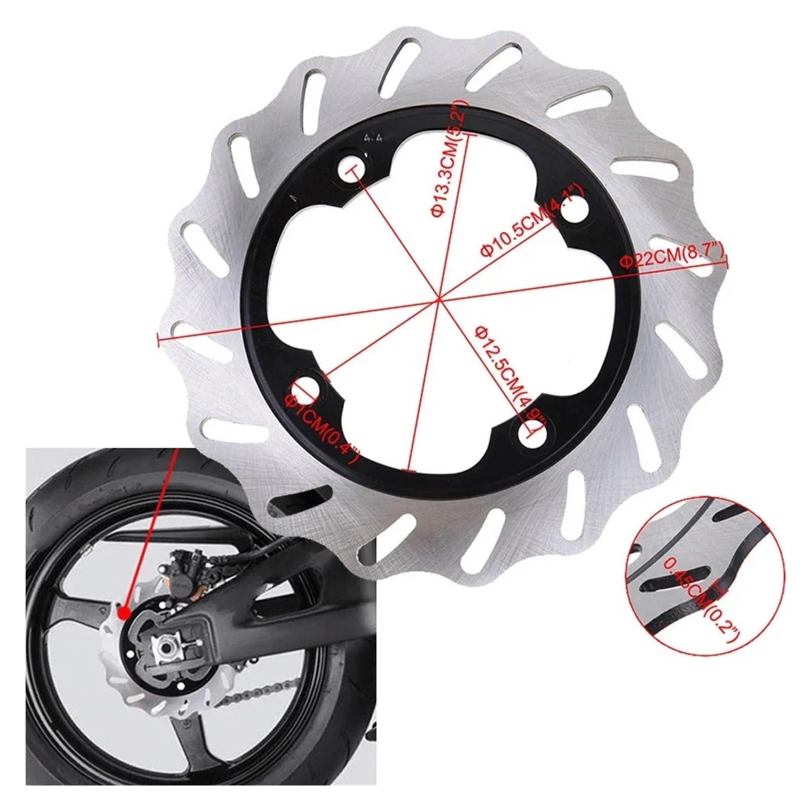 Bremsscheibe 220mm Für CBR1000RR Für CBR600RR Für CBR 900RR Für CBR600 Für Hornet Für CB600 Für CB250 Motorrad Hinten Bremsscheibe Rotor Motorrad Scheibenbremse von QILTON