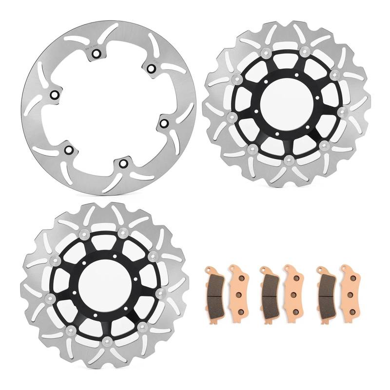 Bremsscheibe Für VTX 1800 FN 05-11 Für VTX 1800 RS 02-07 Für VTX1800C 02-09 03 Für VTX1800T 07-11 Vorne Hinten Bremsscheiben Scheiben Rotoren Pads Motorrad Scheibenbremse(Schwarz) von QILTON