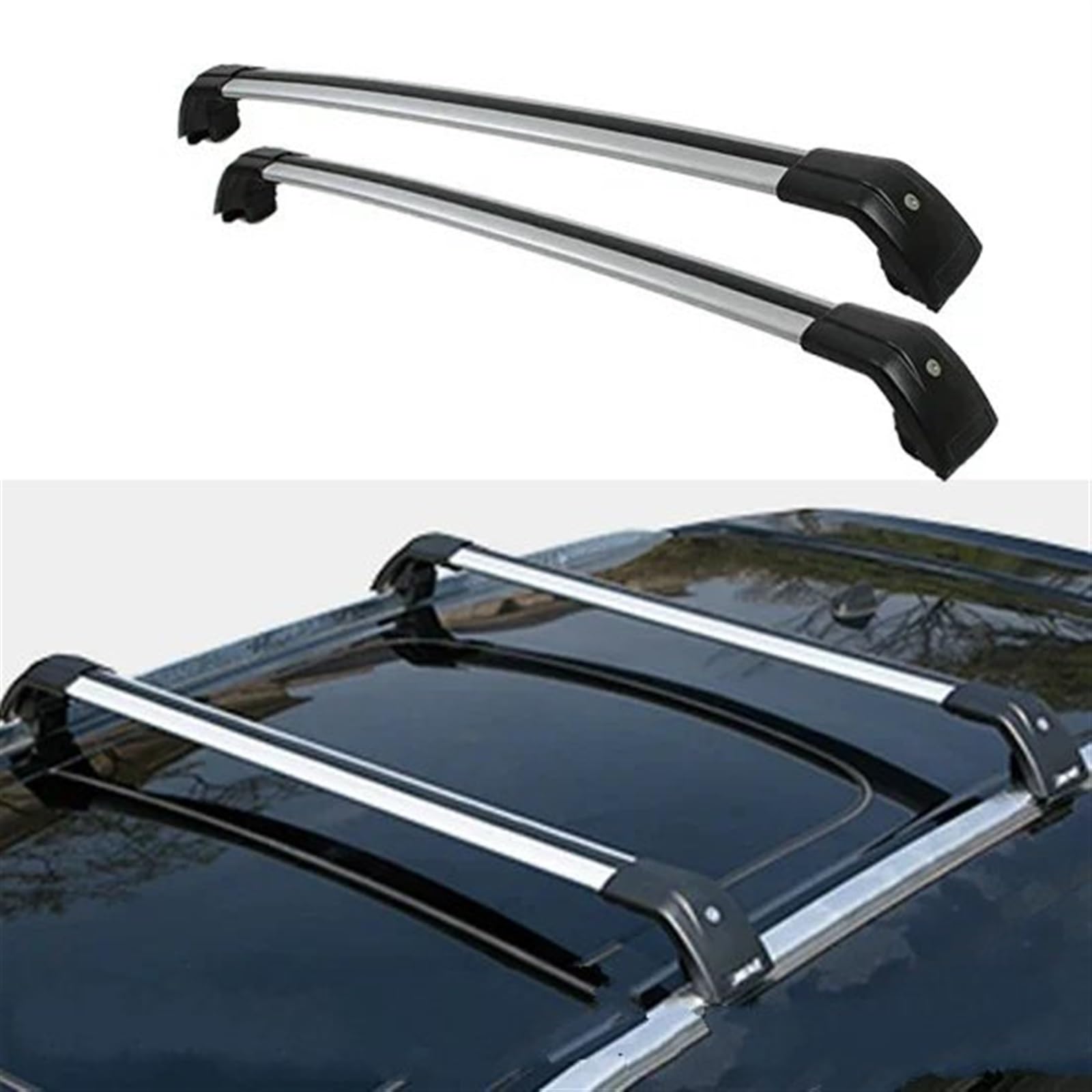 Dach Gepäck Rack Dachträger Aluminiumlegierung Seitenstangen Kreuzschienen Dachträger Gepäckträger Für KIA Für SPORTAGE (SL) 3. 2010 2011 2012 2013 2014 2015 2016 Dachträger(Black Silver) von QILTON