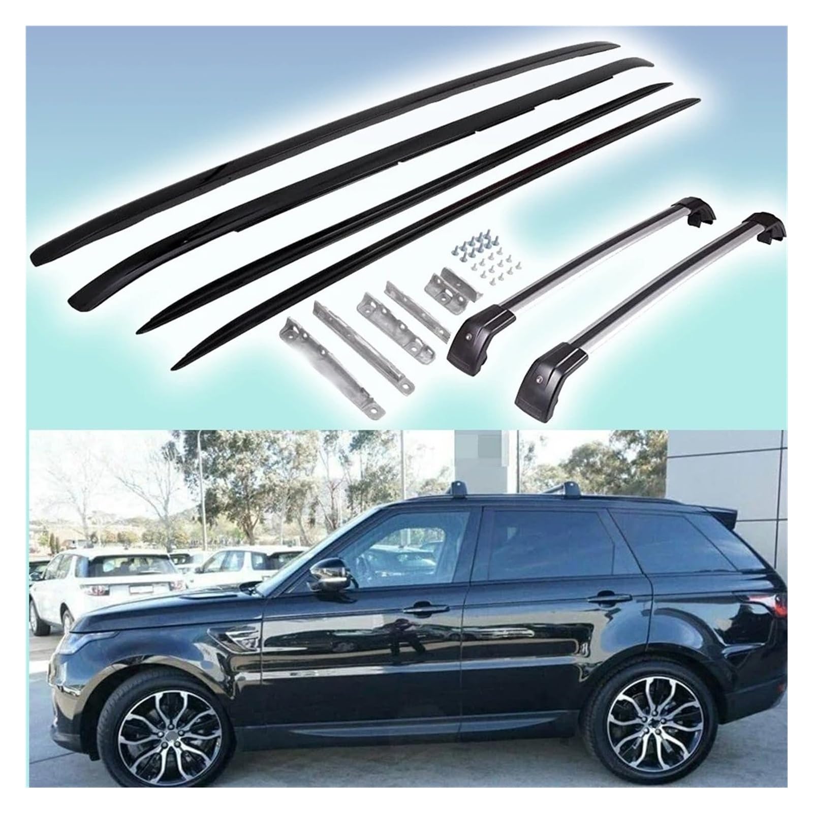 Dach Gepäck Rack Für Range Für Rover Sport Für 2014 2015 2016 2017 2018 2019 2020 2021 2022 4 Stücke Dachträger Schiene Kreuzstangen Querstangen Dachträger von QILTON