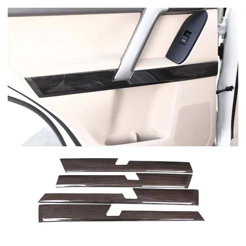 Innenraum Aufkleber Abdeckung 4Pcs ABS Silber Auto Innen Tür Panel Abdeckung Trim Aufkleber Für Toyota Für Land Für Cruiser Für Prado Für FJ150 150 2010-2018 Auto Zubehör Zierleisten Innen(Black Wood von QILTON