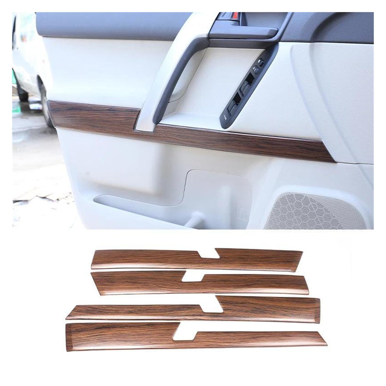 Innenraum Aufkleber Abdeckung 4Pcs ABS Silber Auto Innen Tür Panel Abdeckung Trim Aufkleber Für Toyota Für Land Für Cruiser Für Prado Für FJ150 150 2010-2018 Auto Zubehör Zierleisten Innen(Pine Wood G von QILTON