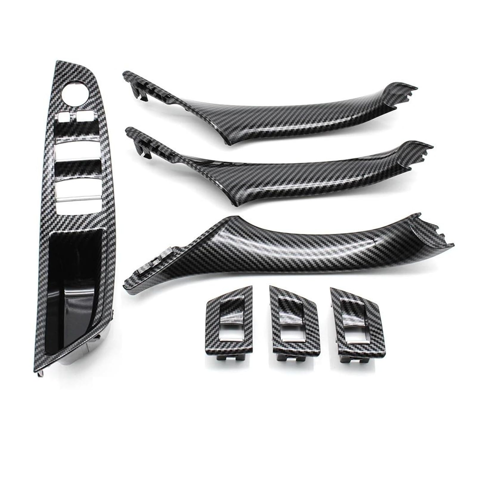 Innenraum Aufkleber Abdeckung 9 Farben Links Stick LHD Beige Schwarz Carbon Faser Auto Innen Tür Griff Pull 7PCS Set Für 5 Serie F10 F18 523 525 528 Zierleisten Innen(A Carbonfiber) von QILTON