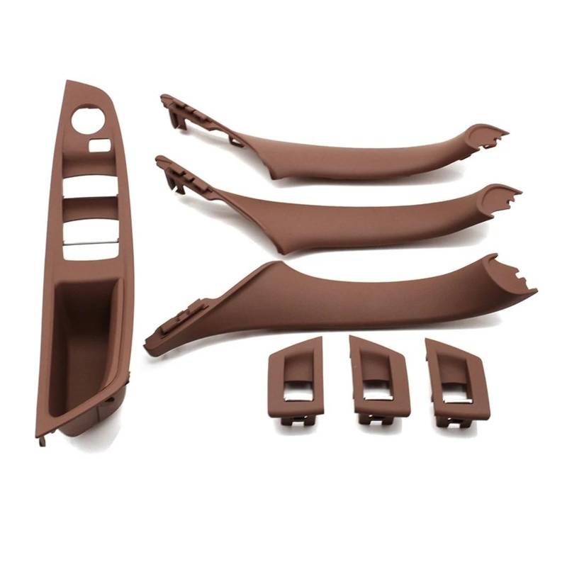 Innenraum Aufkleber Abdeckung 9 Farben Links Stick LHD Beige Schwarz Carbon Faser Auto Innen Tür Griff Pull 7PCS Set Für 5 Serie F10 F18 523 525 528 Zierleisten Innen(B Brown) von QILTON