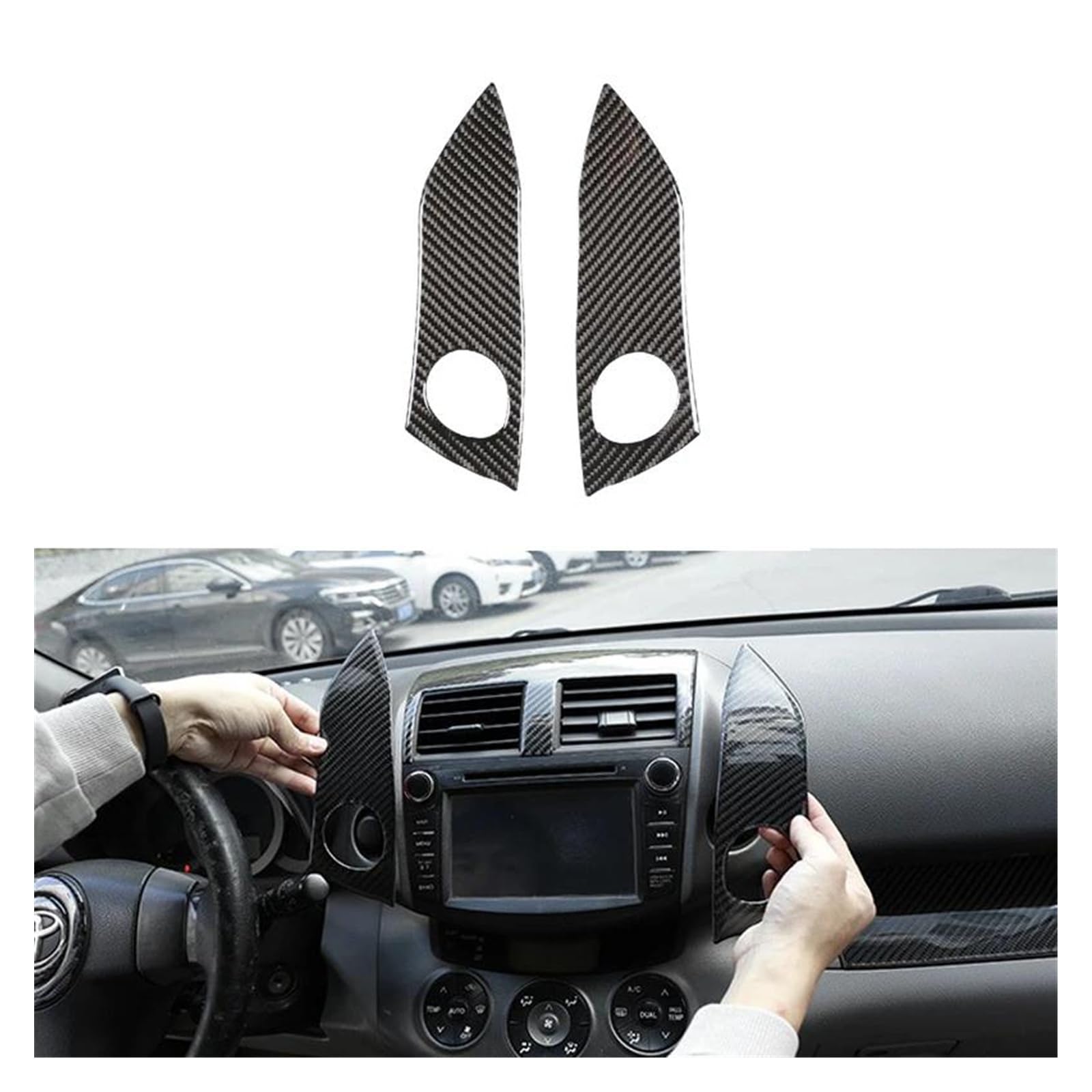 Innenraum Aufkleber Abdeckung Auto Carbon Fiber Center Control Getriebe Shift Handbremse Hebel Fenster Lift Tür Schüssel Panel Abdeckung Rahmen Trim Für Toyota Für RAV4 2006-2012 Zierleisten Innen(A) von QILTON