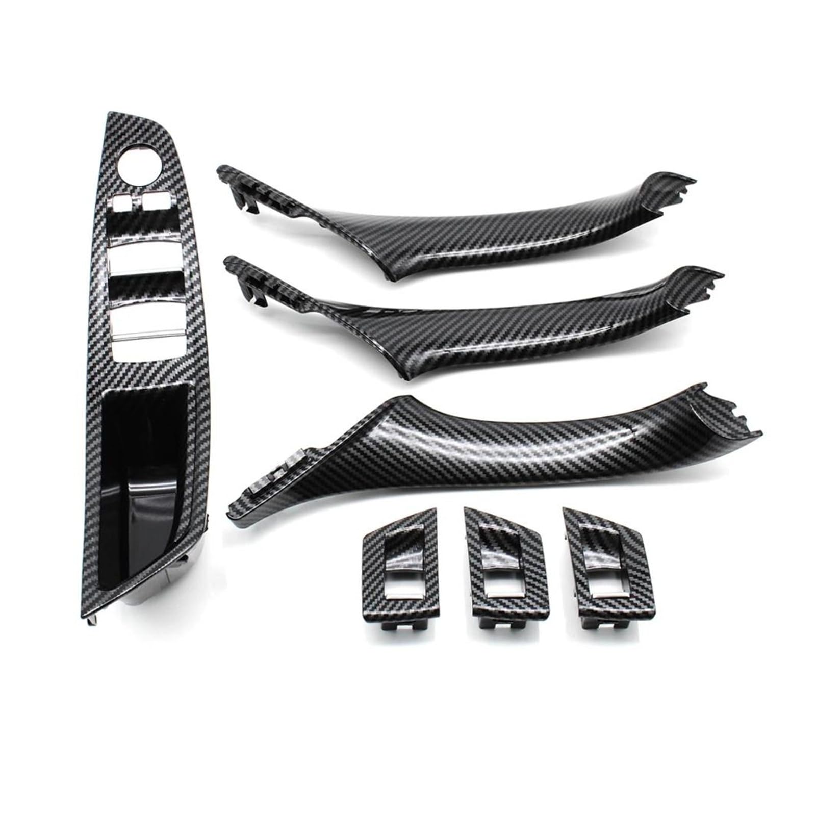 Innenraum Aufkleber Abdeckung Auto Innen Kunststoff Tür Armlehne Fenster Schalter Panel Pull Griff 7 Stücke Set Für 5 Series F10 F11 F18 520i 523i 525i 528i 535i Zierleisten Innen(LHD CarbonFiber 7PCS von QILTON