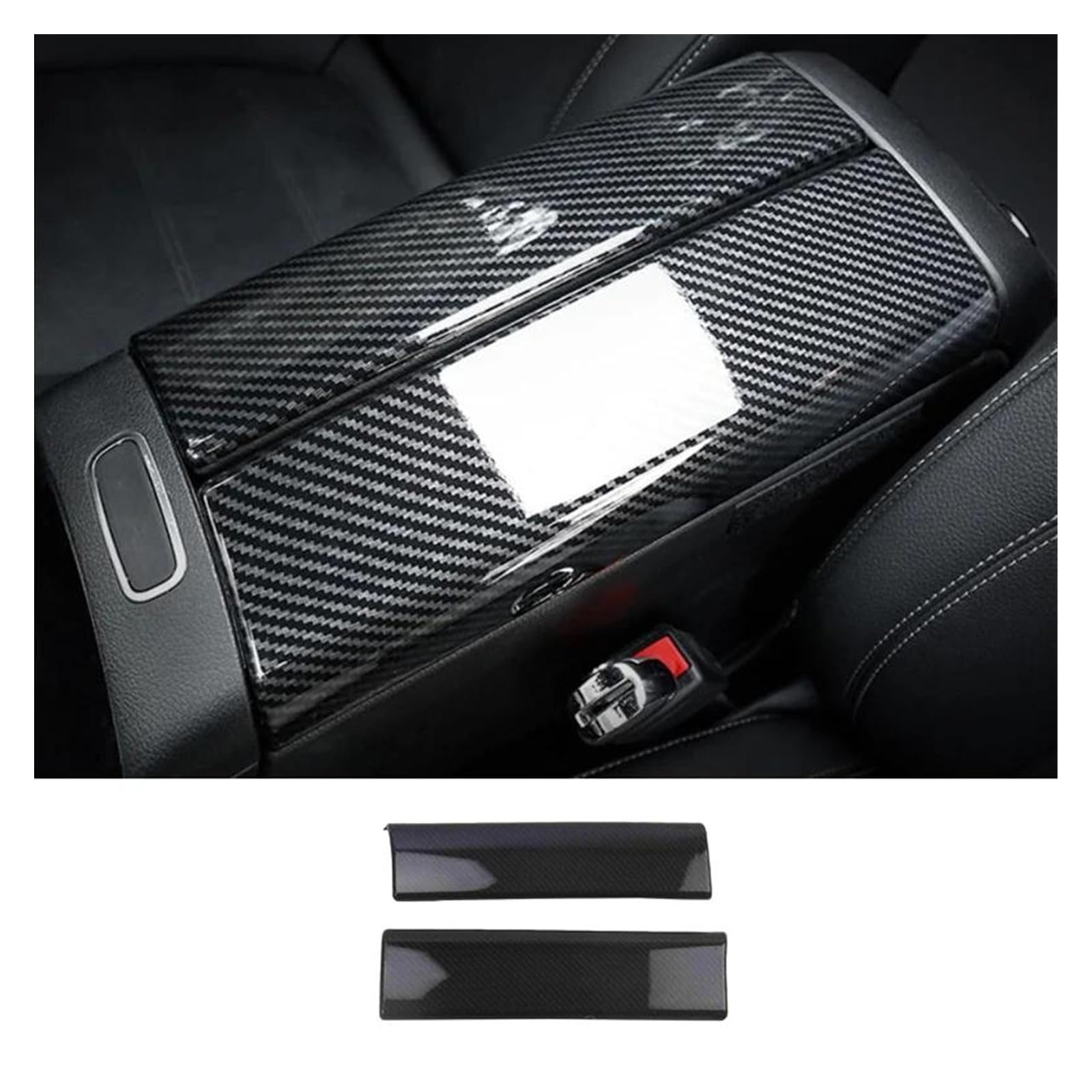 Innenraum Aufkleber Abdeckung LHD Carbon Fiber Interior Center Konsole Air Vent Abdeckung Trim Für Benz W177 A-Klasse A200 A220 A250 2019 2020 Für CLA C118 Zierleisten Innen(Armrest cover) von QILTON