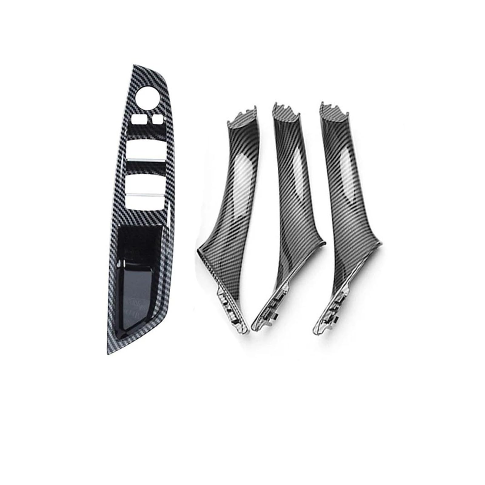 Innenraum Aufkleber Abdeckung Linkslenker LHD Für 5er F10 F18 F11 Schwarzes Auto-Innentürgriff-Panel Pull-Trim-Abdeckung Zierleisten Innen(4pcs Carbon Fiber) von QILTON