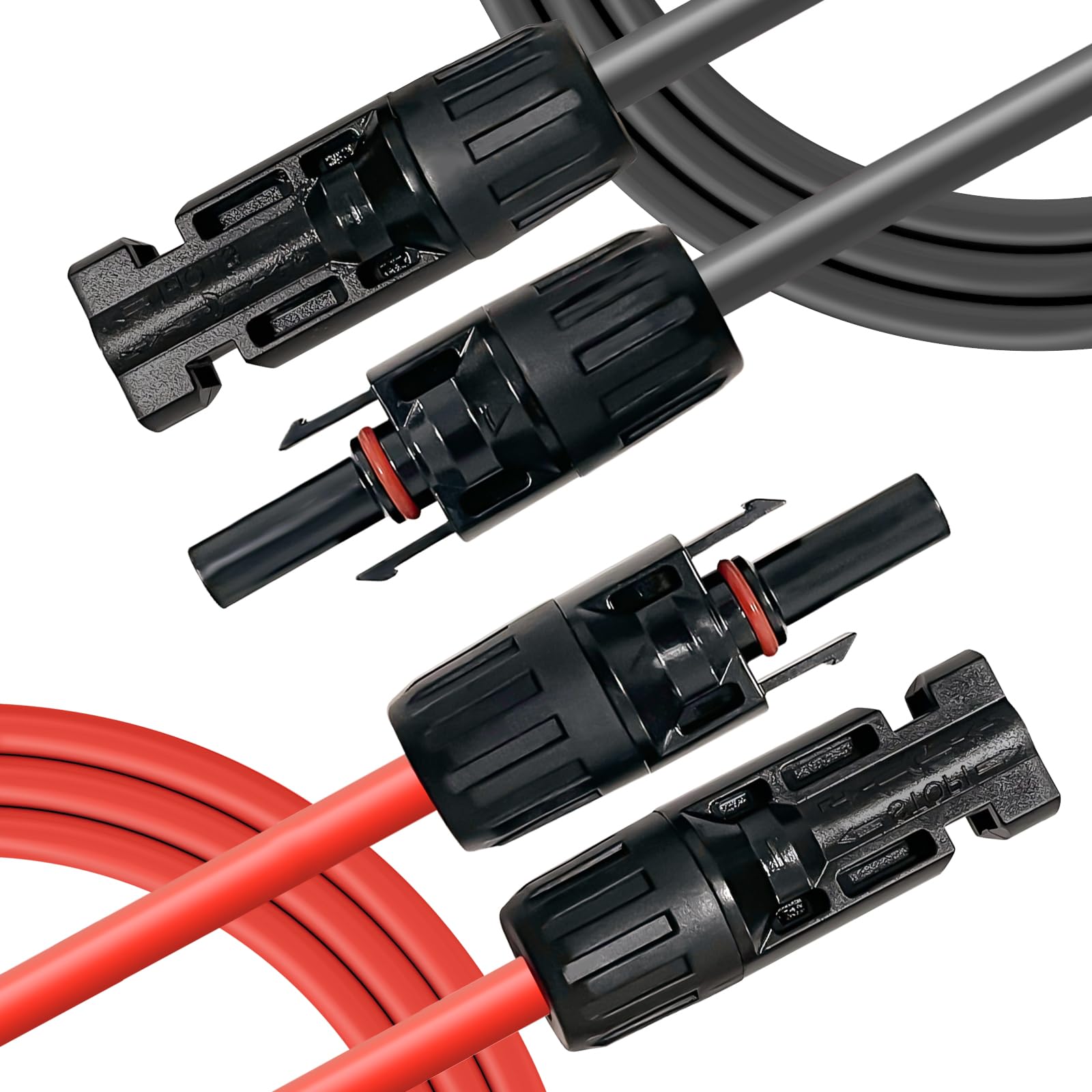 Profi-Verbindungskabel Verlängerungskabel 6mm²/4mm² Solarkabel inkl. montierter beidseitig Solarstecker, rote und Schwarze Linien (4mm²/0.5m) von QILUCKY