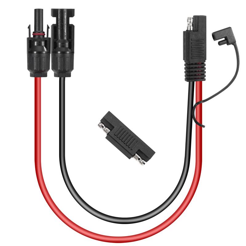 QIMEI-SHOP SAE Stecker Kabel 10AWG Solarstecker auf SAE Solarpanel Verlängerungskabel 45cm mit SAE Umkehr-Adapter für Solarmodul im Wohnmobil von QIMEI-SHOP