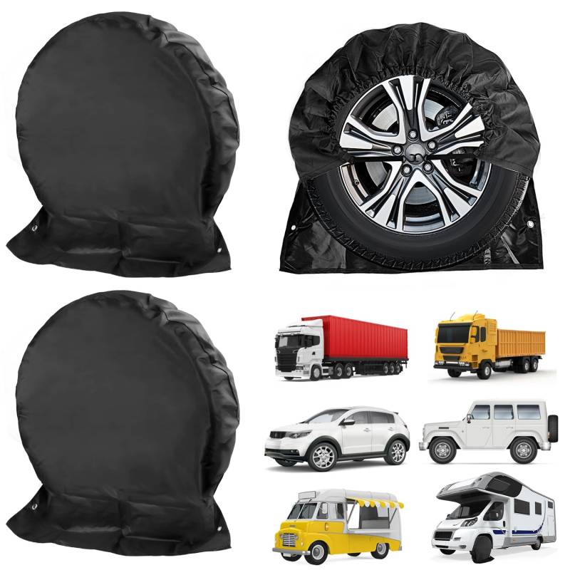 Set of 2 Caravan Wheel Cover Tyre Cover for Motorhome Caravan Trailer, 72.5 x 72.5 cm(Black) von QINLECTRI