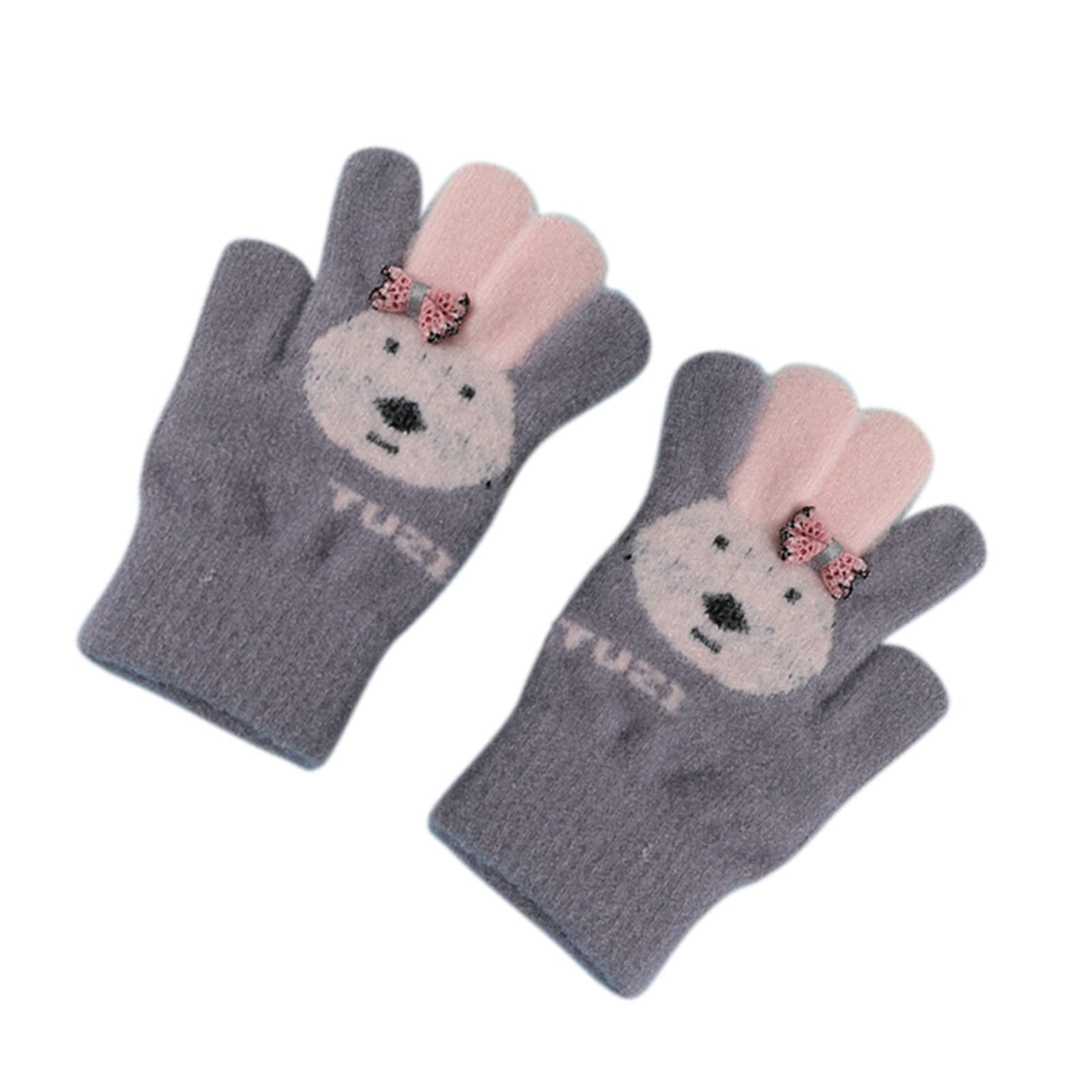 QINQNC Herren Damen Thermo Winterhandschuhe Thermisch Volle Warme Kleinkind Kaschmir Kaninchen Winter Winter Finger Baby Fäustlinge Nachahmung Handschuhe Handschuhe Herren Warme (Grey, One Size) von QINQNC