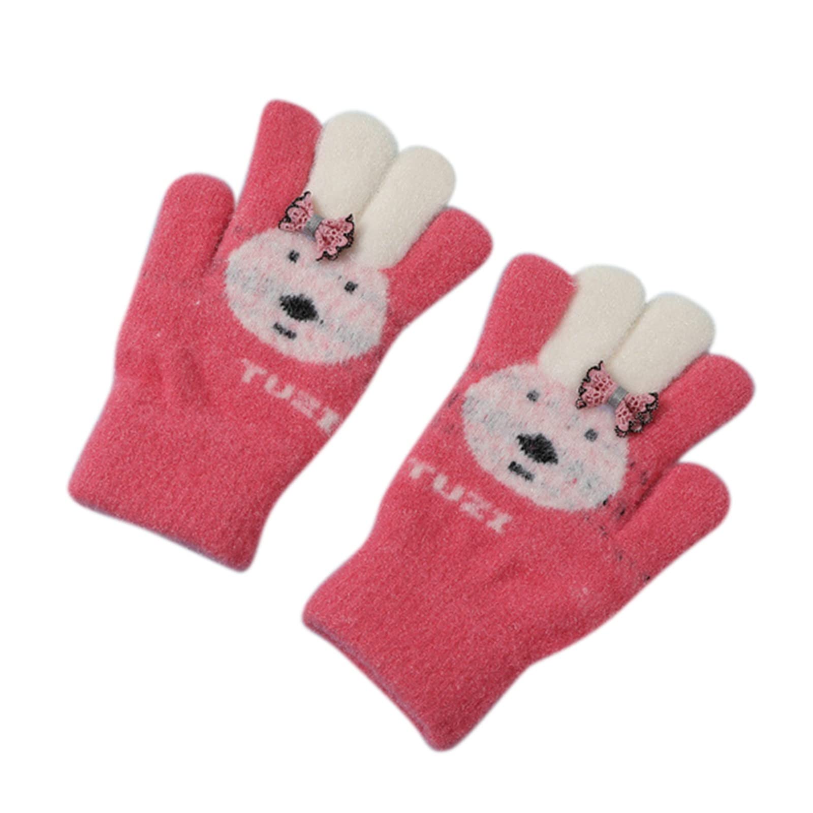 QINQNC Herren Damen Thermo Winterhandschuhe Thermisch Volle Warme Kleinkind Kaschmir Kaninchen Winter Winter Finger Baby Fäustlinge Nachahmung Handschuhe Handschuhe Herren Warme (Hot Pink, One Size) von QINQNC