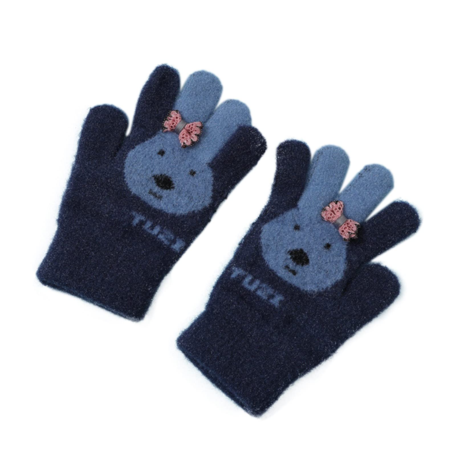 QINQNC Herren Damen Thermo Winterhandschuhe Thermisch Volle Warme Kleinkind Kaschmir Kaninchen Winter Winter Finger Baby Fäustlinge Nachahmung Handschuhe Handschuhe Herren Warme (Navy, One Size) von QINQNC