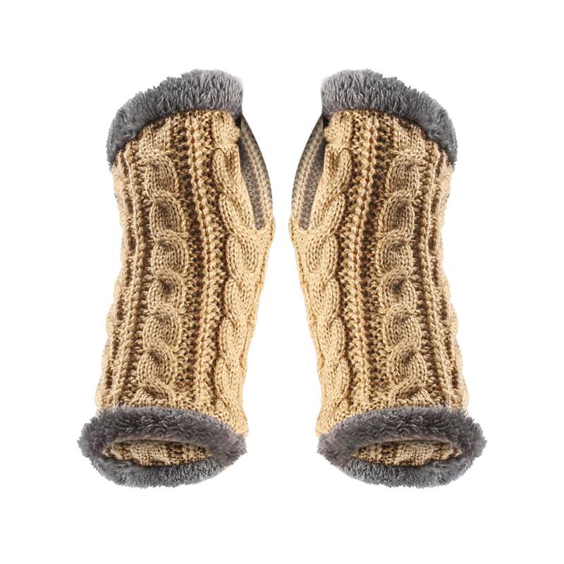 QINQNC Herren Strickhandschuhe Handschuhe Damen Verdickte Plüschhandschuhe und Winter warme Figurärmel gestrickte Wollhandschuhe Herren Damen Wandern Fahren Winterhandschuhe (Gold, One Size) von QINQNC