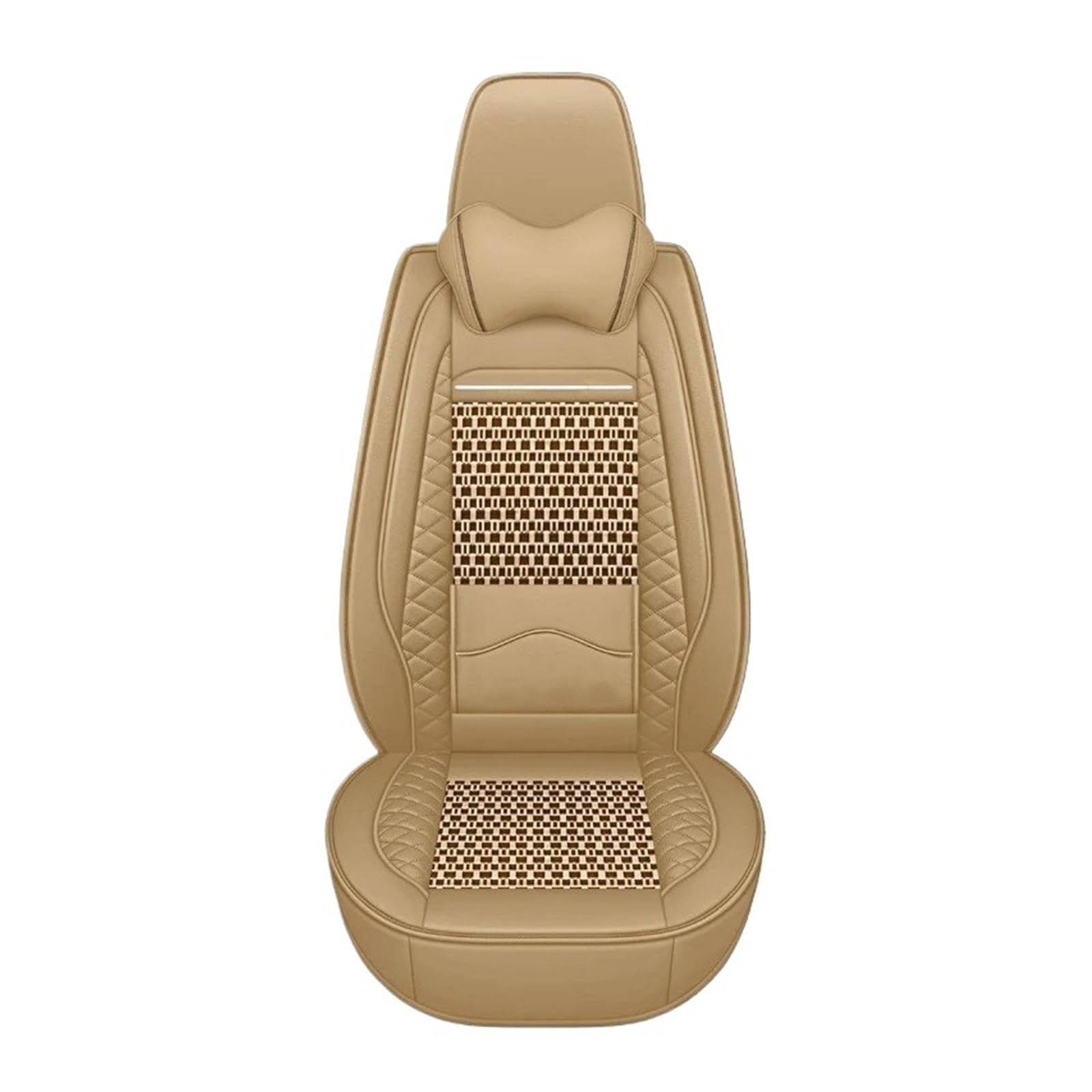 Autositzbezüge Auto-Ledersitzbezug Für Benz Alle ModelE C Für GLA Für GLE GL Für CLA ML GLK Für CLS SR CLK SLK Eisseide Atmungsaktives Autozubehör Sitzbezug Auto(Beige Pillow) von QINSHU