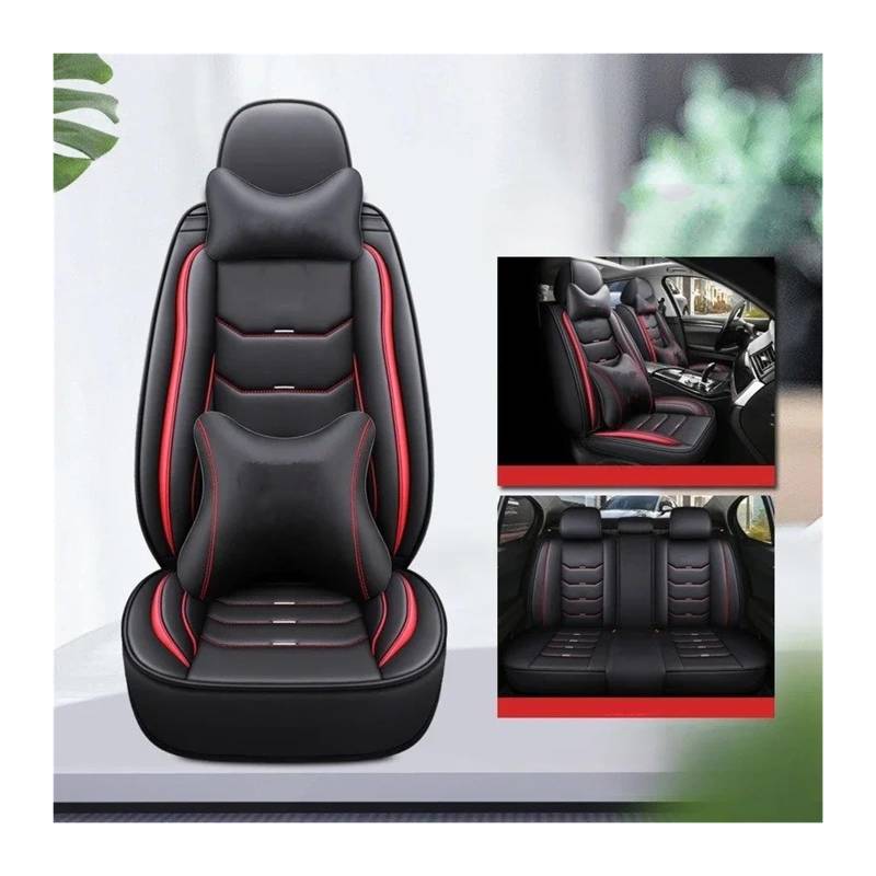 Autositzbezüge Für Alle Automodelle, Für Civic City Für CRV CRZ Für Accord Für Elysion Fit Jade Jazz Innenausstattung, Universeller 3D-Autositzbezug Sitzbezug Auto(Black red 5seat) von QINSHU