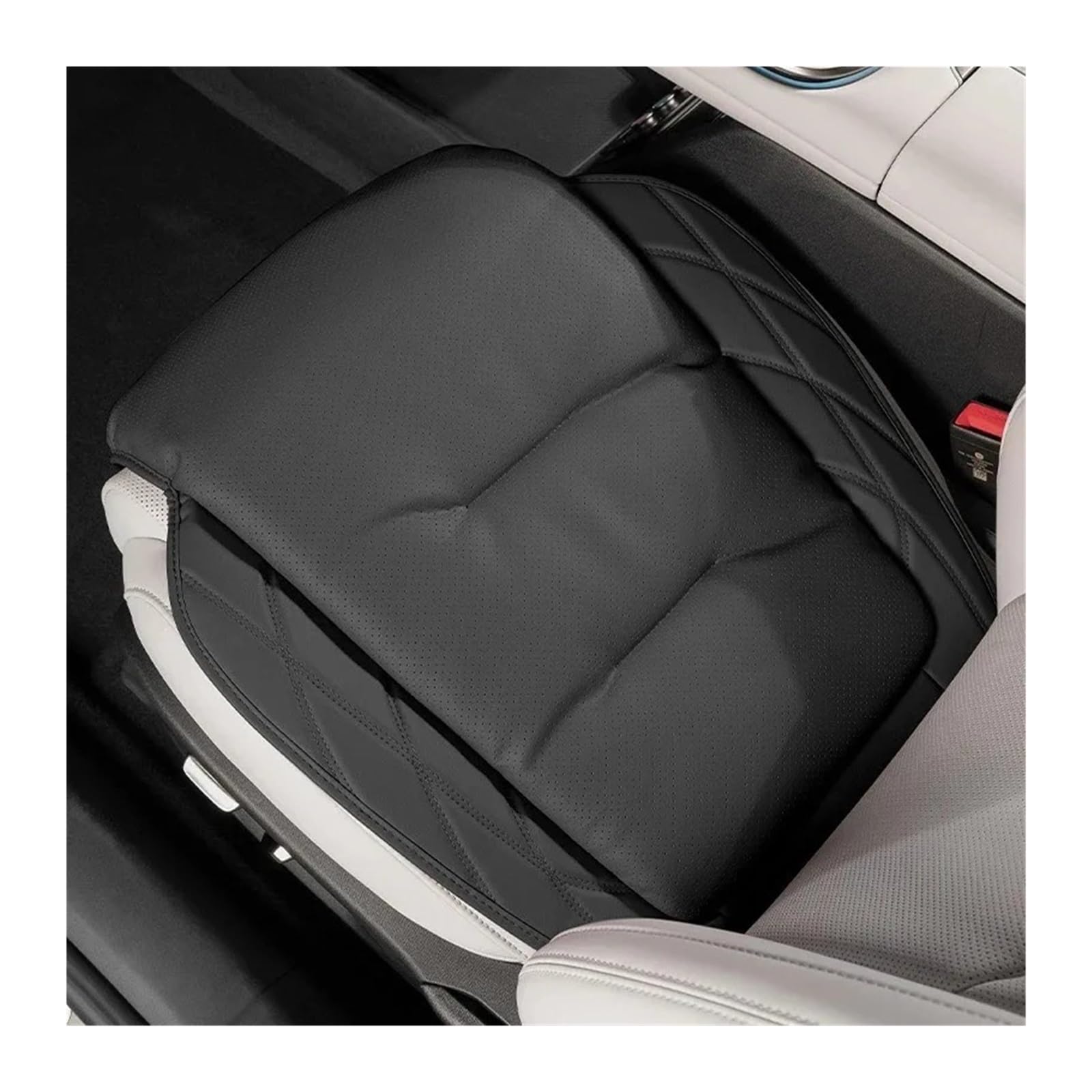 Autositzbezüge Für Benz Autositzkissen Taillenkissen Atmungsaktives Und Belüftetes Ganzjahressitzkissen Aus Leder Sitzbezug Auto(Cushion-Black) von QINSHU