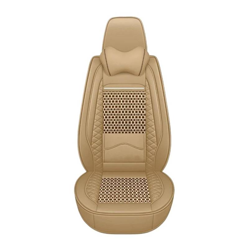 Autositzbezüge Für Chery Für Arrizo 5 GX 5 Plus 3 7 7E 6 S21 Für Tiggo 8 5PLUS EIS Seide Atmungsaktive Auto Leder Sitzbezug Auto Zubehör Sitzbezug Auto(Beige Pillow) von QINSHU