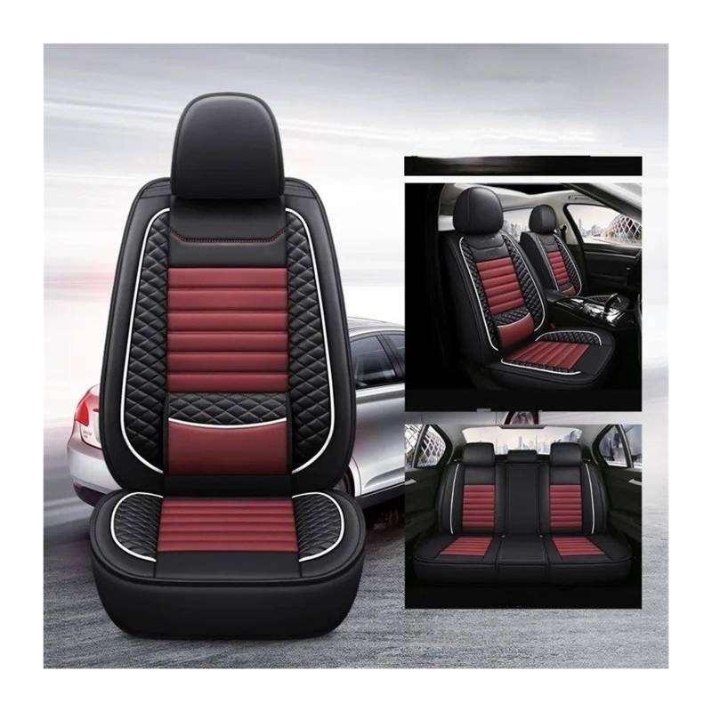 Autositzbezüge Für E46 E90 E21 E30 E36 E91 E92 E93 F30 F31 F34 F35 Auto Zubehör 5 Sitze Universal Auto Leder Sitzbezug Sitzbezug Auto(5 Seats Black red) von QINSHU