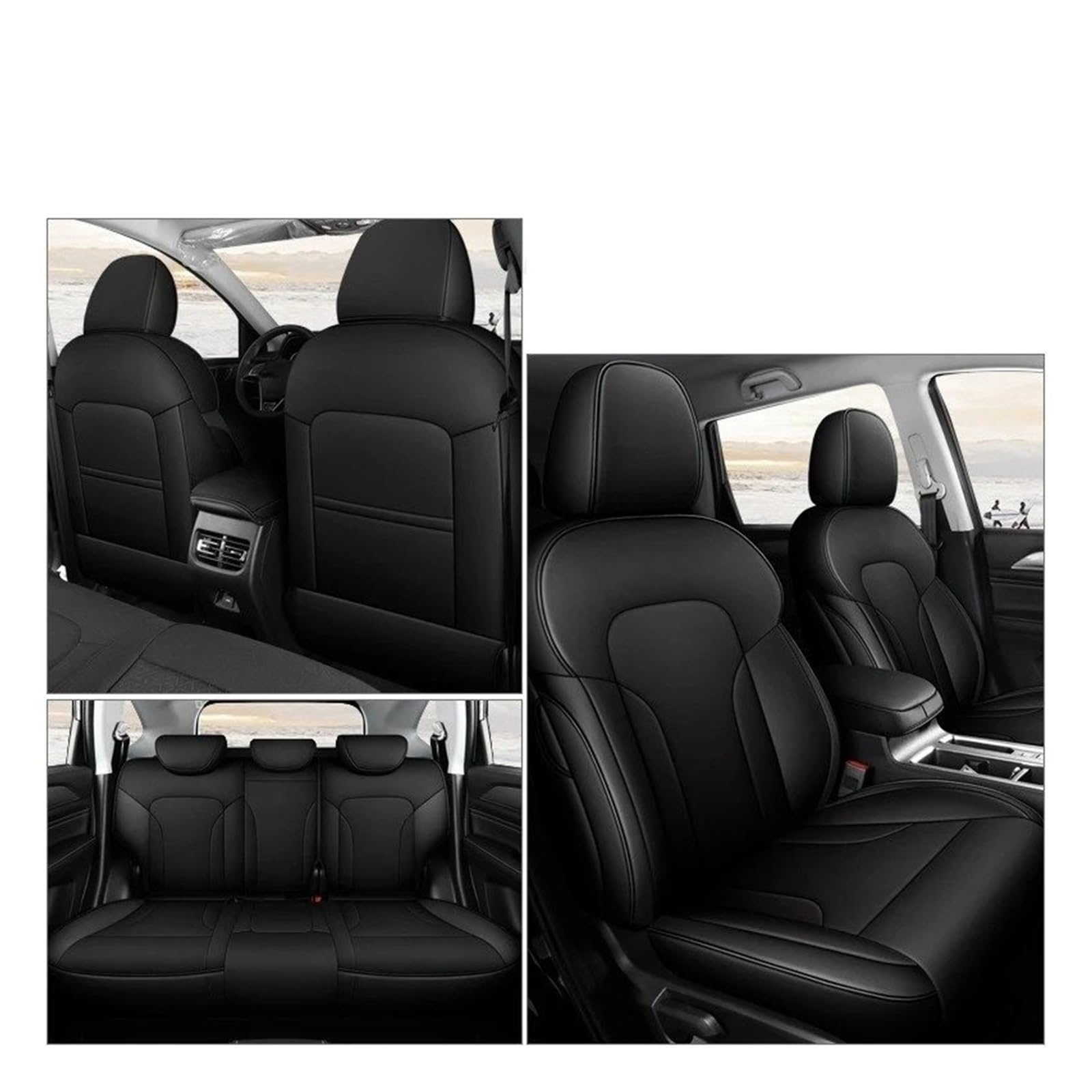 Autositzbezüge Für Haval M6 Full Surround Sitzbezug M6plus 2021 2022 2023 2024 Spezielle Cartoon Full Cover Autositzbezug Benutzerdefinierte Autositzkissen Sitzbezug Auto(All Black) von QINSHU