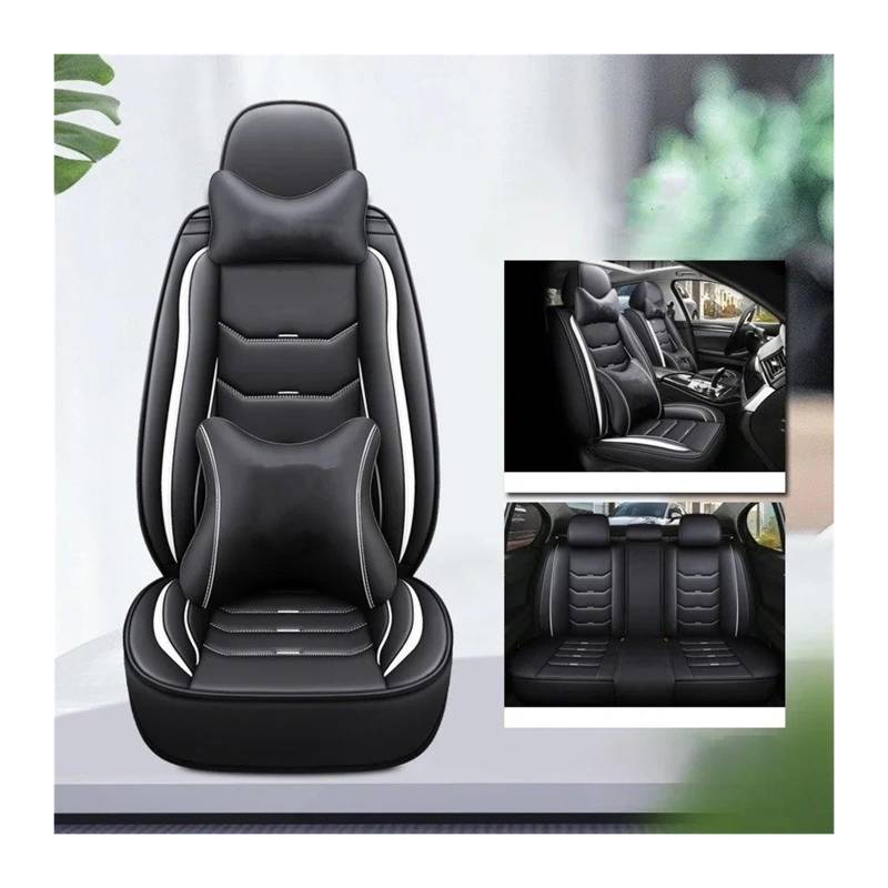 Autositzbezüge Für Hyundai Für Tucson Für Santa FE Für I30 Für I40 Für Veloster Für Genesis Für Venue Terracan Für Ioniq Innen Universal Stil 3D Auto Sitzbezug Sitzbezug Auto(Black White 5seat) von QINSHU