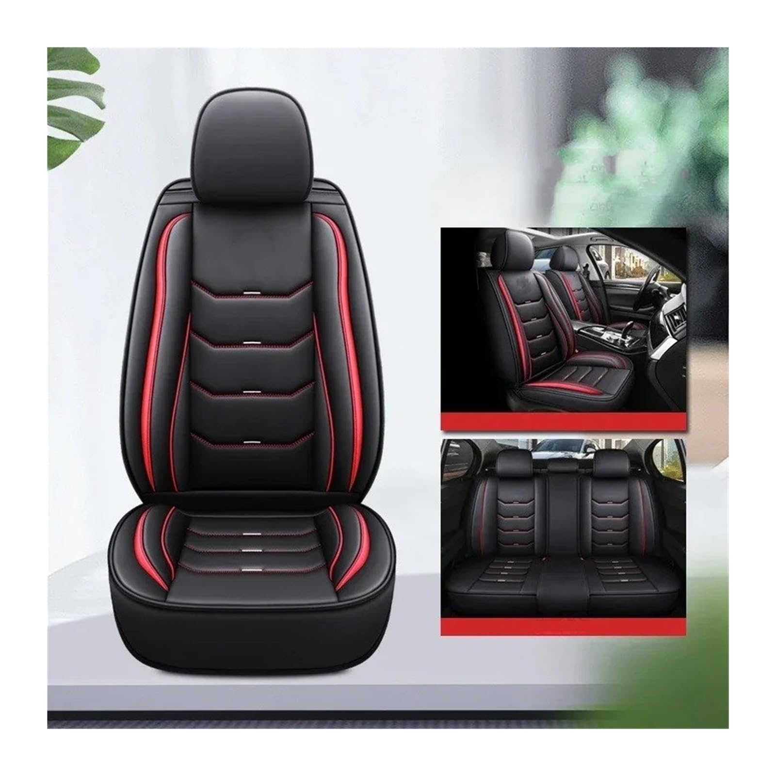 Autositzbezüge Für Hyundai Für Tucson Für Santa FE Für I30 Für I40 Für Veloster Für Genesis Für Venue Terracan Für Ioniq Innen Universal Stil 3D Auto Sitzbezug Sitzbezug Auto(Black red 5seat1) von QINSHU