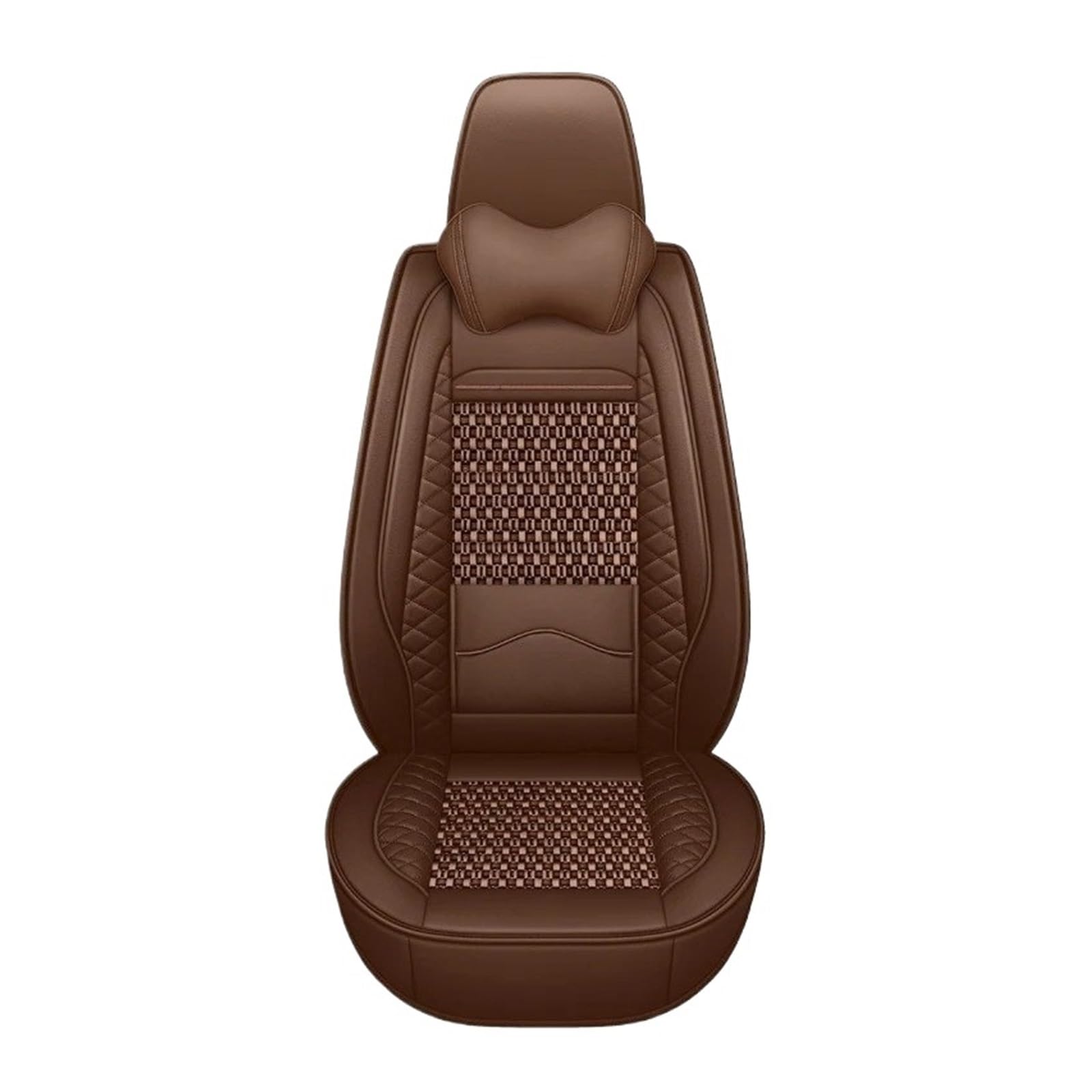 Autositzbezüge Für KIA Für Sportage Optima Für Rio Für NIRO Für Soul Ceed Für Cerato Für Forte Ice Silk Atmungsaktive Auto Leder Sitzbezug Auto Zubehör Sitzbezug Auto(Coffee Pillow) von QINSHU