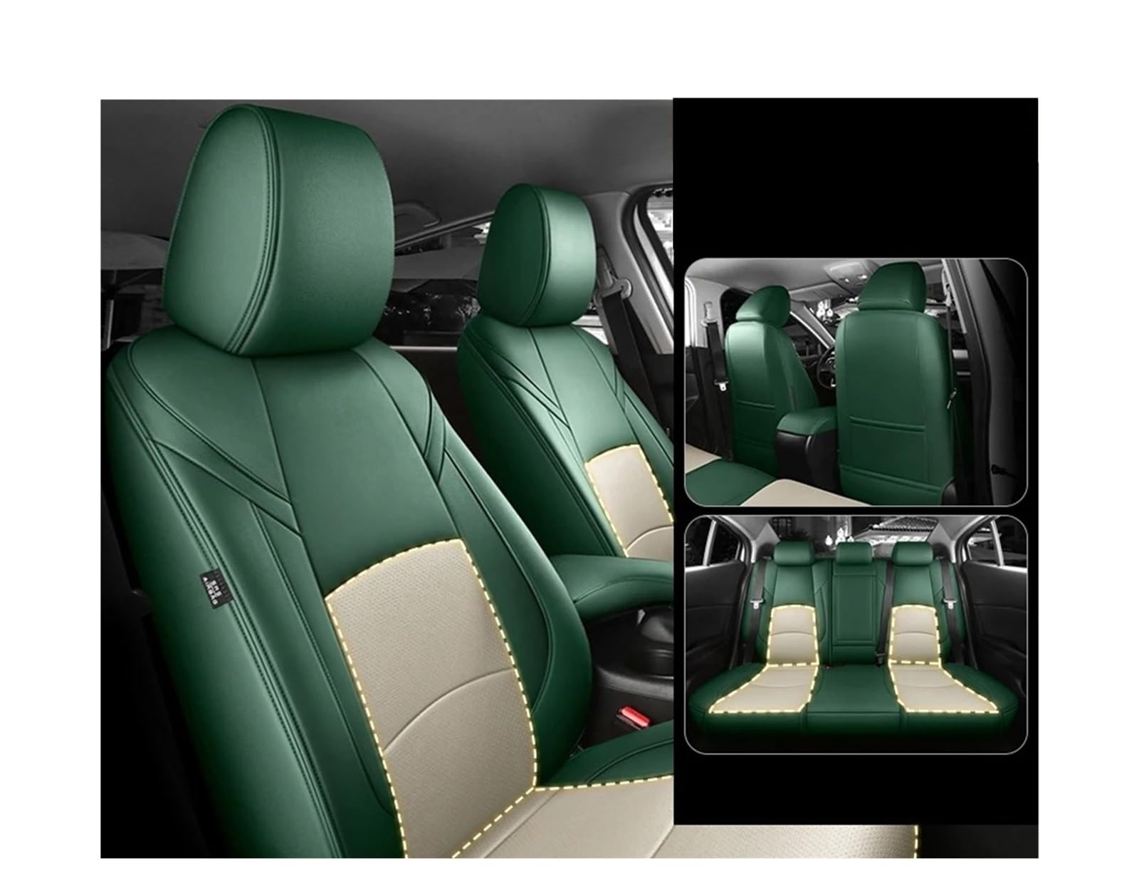 Autositzbezüge Für Mazda 3 CX5 Für Modell CX3 Für Mazda 6 Custom Fit Autositzbezug Zubehör 360 Grad Vollständig Abgedecktes Leder 5 Sitze Komplettset Sitzbezug Auto(Green beige) von QINSHU