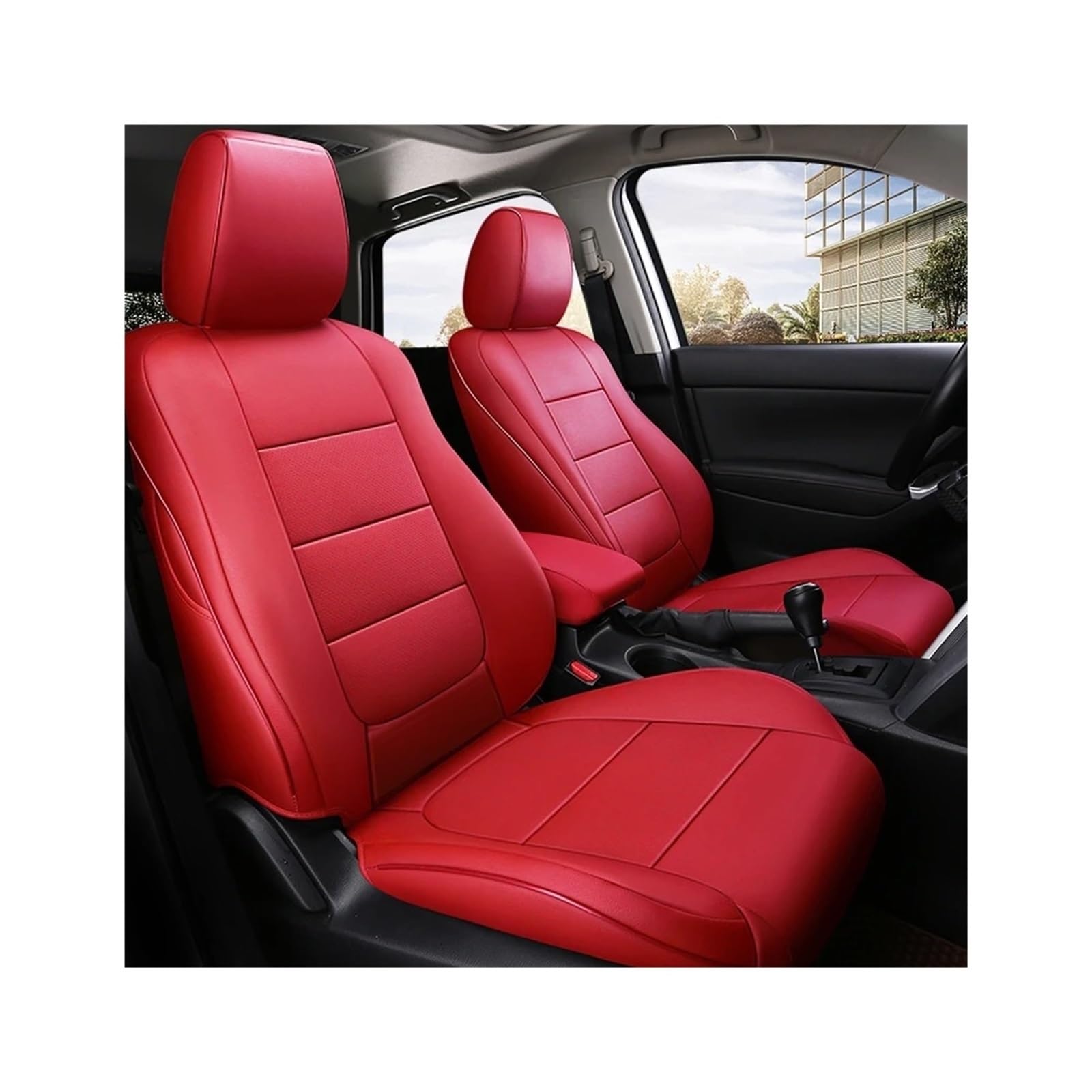 Autositzbezüge Für Mazda 3 CX5 Für Modell CX3 Für Mazda 6 Custom Fit Autositzbezug Zubehör 360 Grad Vollständig Abgedecktes Leder 5 Sitze Komplettset Sitzbezug Auto(RED1) von QINSHU