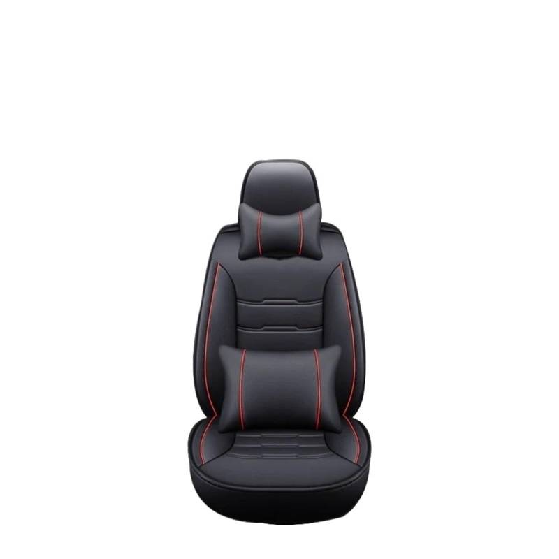 Autositzbezüge Für Mitsubishi Für Pajero 4 2 Sport Für Outlander XL ASX Auto Zubehör Schutz Vollständige Abdeckung Universal Auto Leder Sitzbezug Sitzbezug Auto(Black red Pillow) von QINSHU