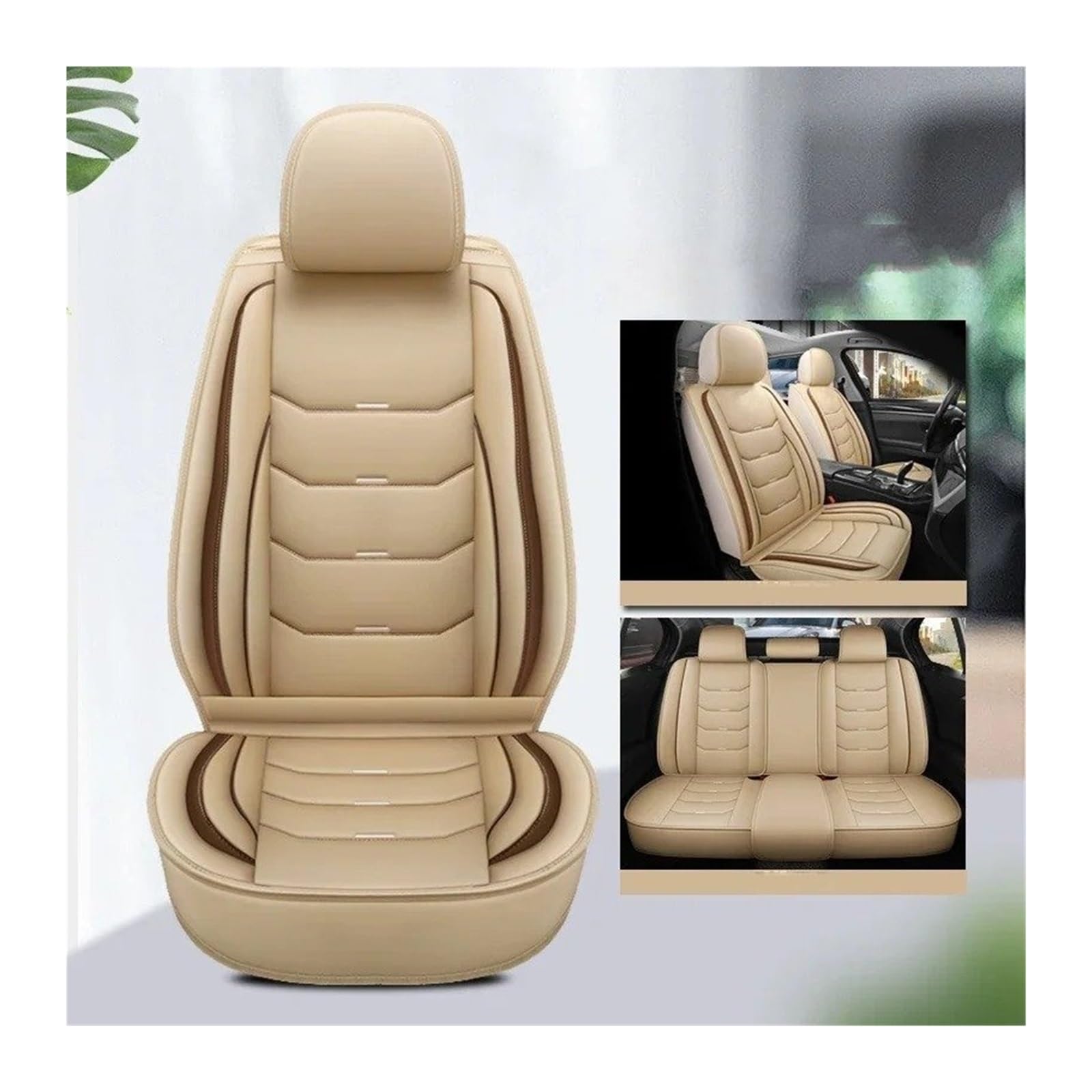 Autositzbezüge Für OPEL Für Astra K Für Insignia Zafira Antara Für Grandland X Für Corsa Vectra B Für Mokka Innen Zubehör Universal Stil 3D Auto Sitz Abdeckung Sitzbezug Auto(Beige 5seat1) von QINSHU