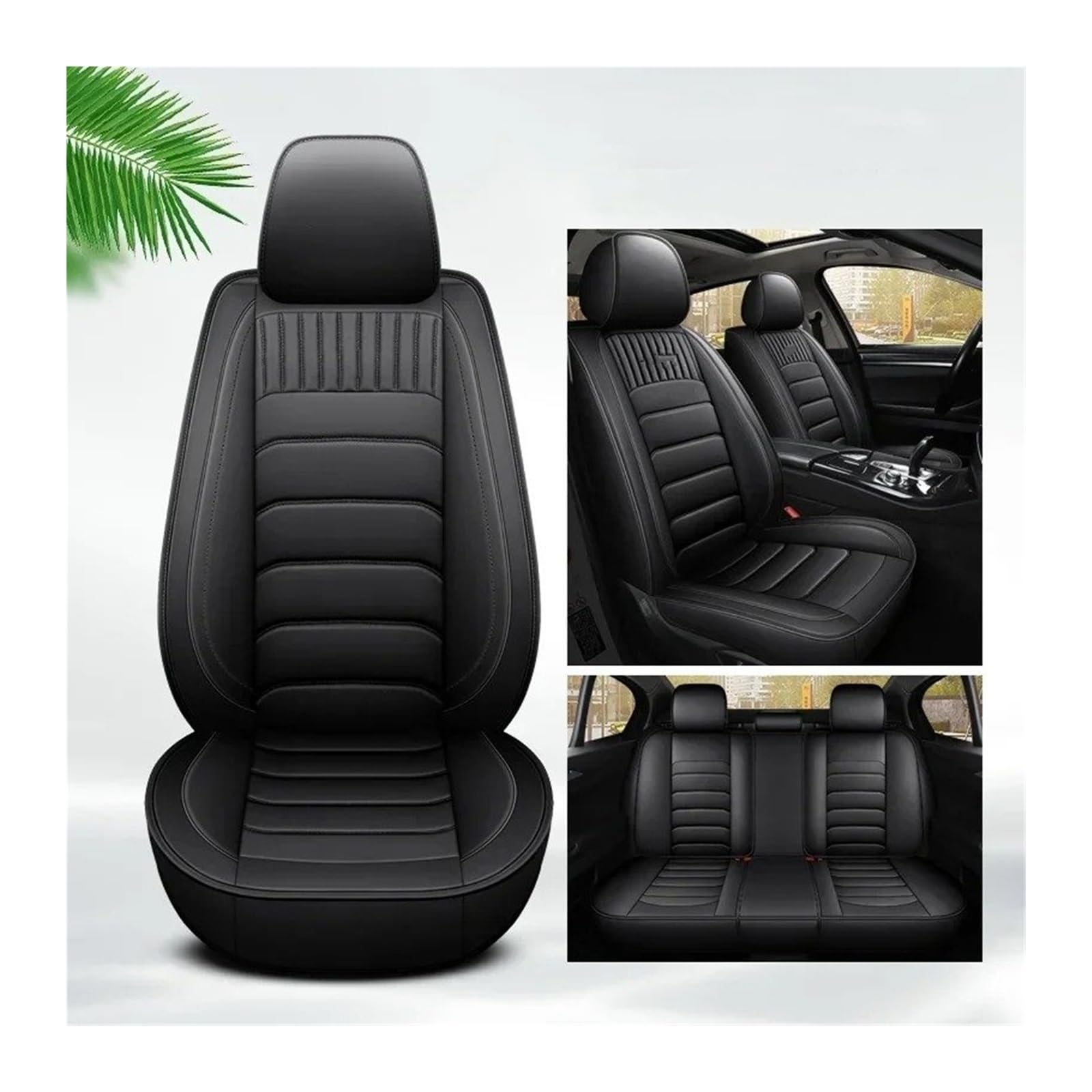 Autositzbezüge Für Seat Für Ibiza Für Touring Universal Pu Leder Auto Sitz Abdeckung Auto Zubehör Innen Details Sitzbezug Auto(Black 5seats1) von QINSHU