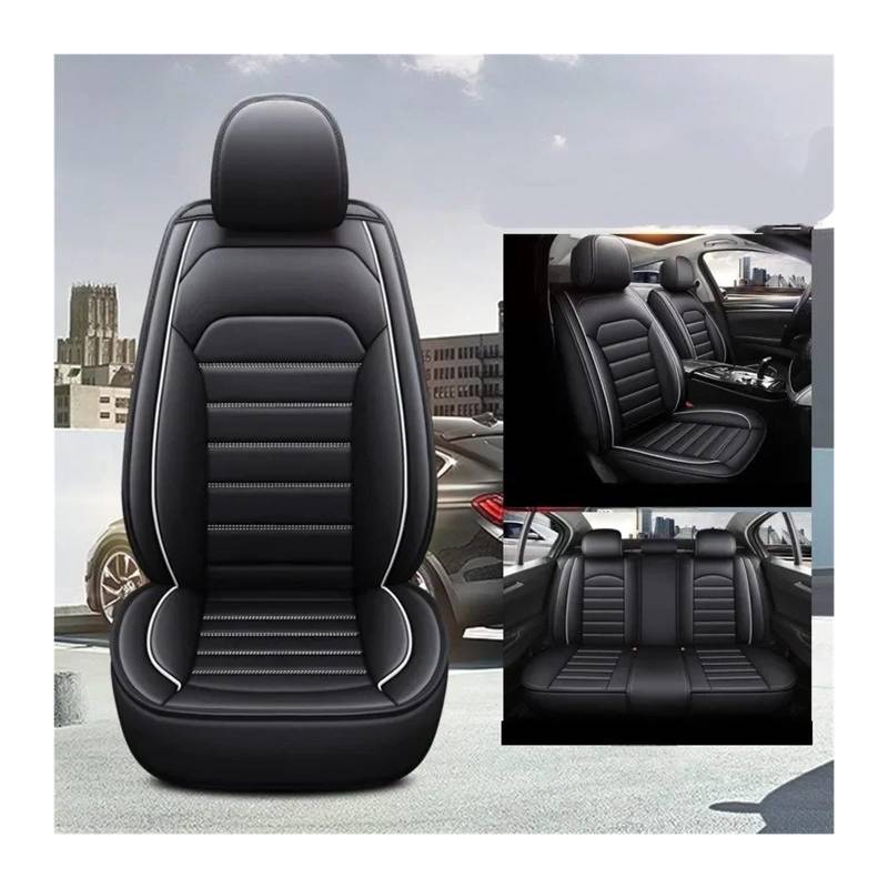 Autositzbezüge Innenzubehör Für Nissan Qashqai Juke Für Leaf Für Armada Für Altima Cube Dualis Tiida Für Bluebird Universal Style 3D-Autositzbezug Sitzbezug Auto(Black White 5 Seat1) von QINSHU