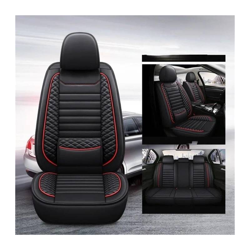 Autositzbezüge Universal Auto Leder Sitzbezug Für Toyota Für Corolla Für Camry Für Rav4 Auris Für Prius Yalis Avensis Auto Zubehör 5 Sitze Sitzbezug Auto(5 Seats Black) von QINSHU