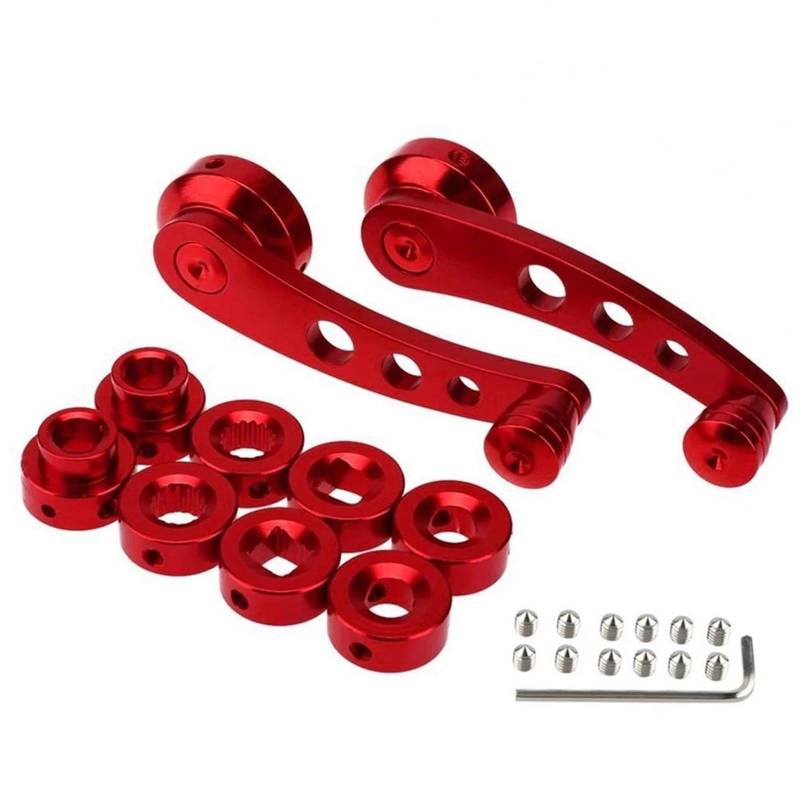 Fensterheber Manuell Hinten Links 1 Set Universal Auto Fenster Griff Wickler Riser Ersatz Wickler Kurbel Riser Fenster Griffe Aluminium Legierung(Rot) von QINSHU