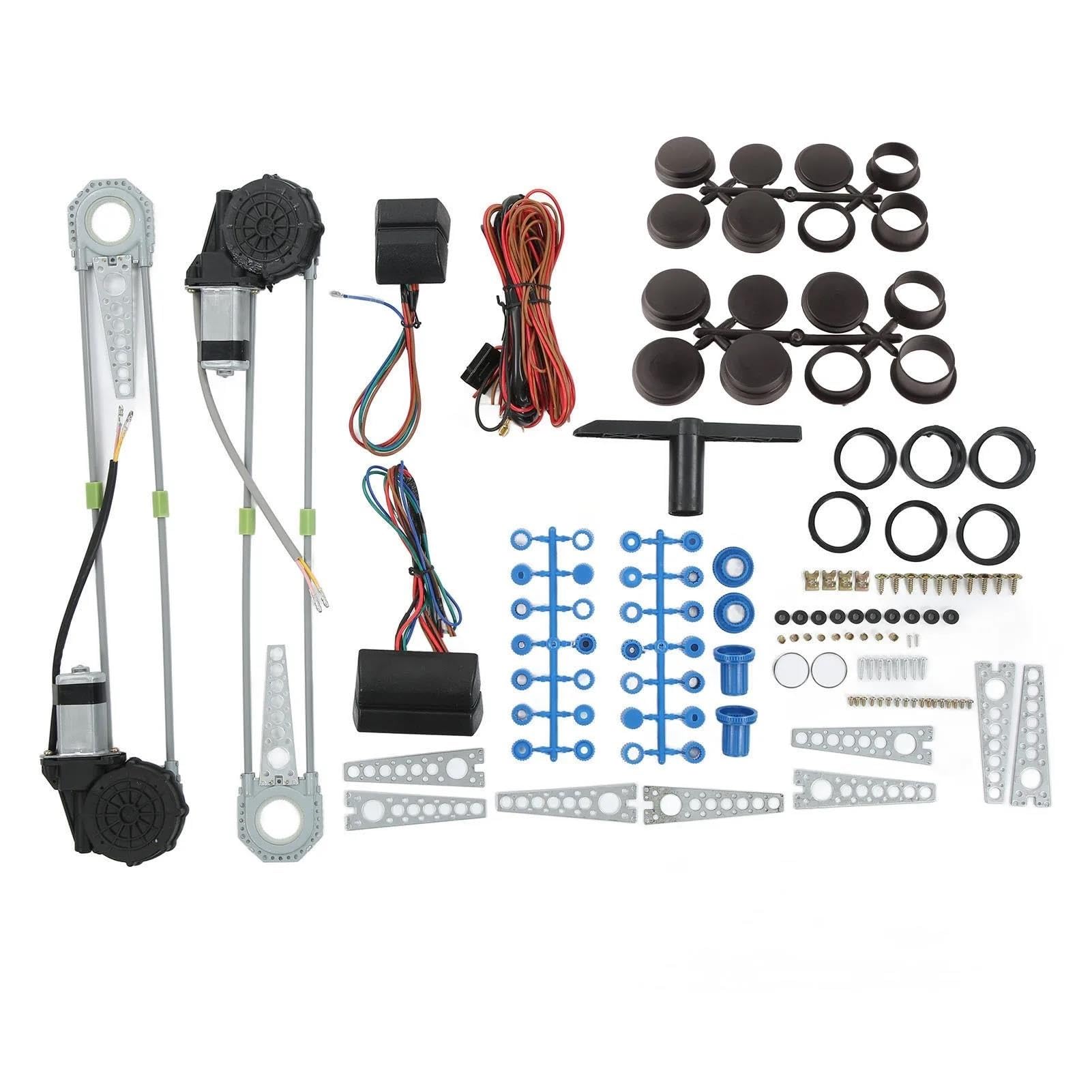 Fensterheber Manuell Hinten Links 12-V-Umrüstsatz Für Elektrischen Fensterheberregler Mit Stromkabelbaum, Universell Für 2-türige Pickup-Trucks, Vans, SUVs(B) von QINSHU