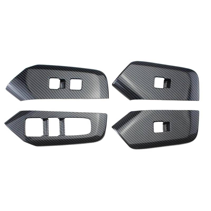 Interieurleisten Trim 4 Pieces ABS Carbon Faser Farbe Fenster Glas Lift Trim Schalter Taste Panel Abdeckung Innen Dekorative Für Toyota Für Prius 2023 2024 Auto Styling Zierleisten(Left Hand Drive) von QINSHU