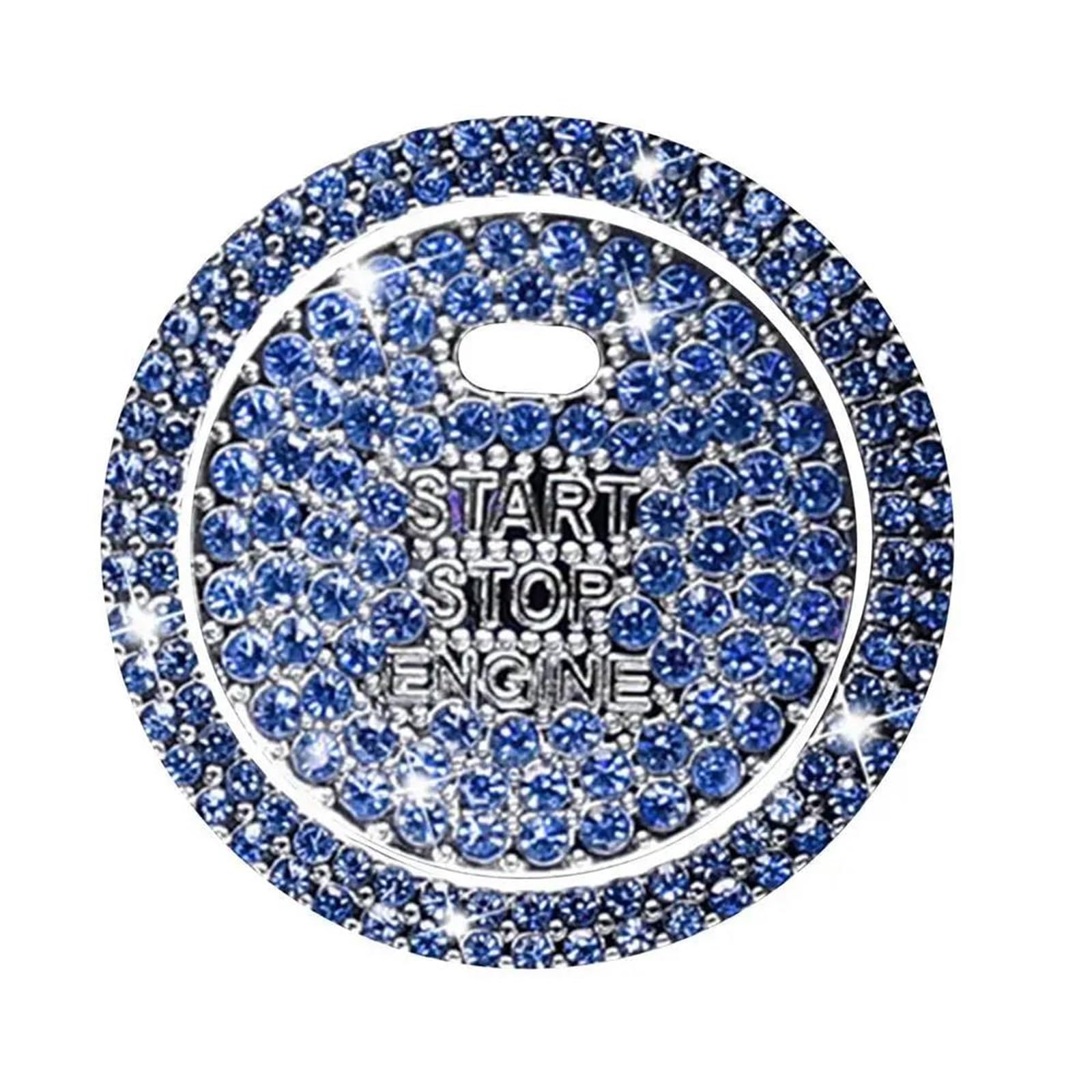 Interieurleisten Trim Auto Startschalter Knopf Auto Dekorative Diamant Aufkleber Strass Ring Kreis Borte Schutzhülle Auto Zubehör 2 Teile/Satz Auto Styling Zierleisten(Perforated Blue) von QINSHU