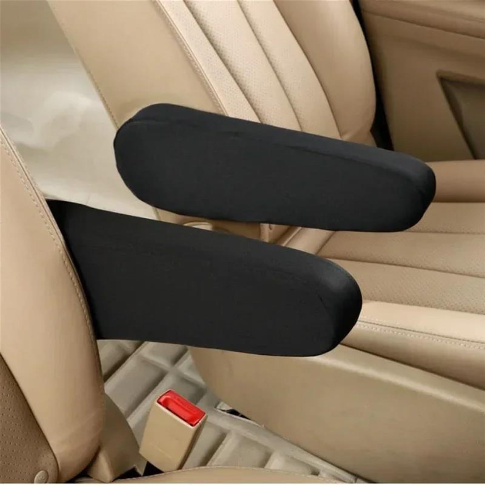 Interieurleisten Trim Autositz-Armlehnenbezug, Universeller Innenraum, Auto-Armlehnen, Staubdicht, Handarmlehnenschutz, Weich, Bequem, Elastisch, Stoffbezüge Auto Styling Zierleisten(2PIECES Black) von QINSHU