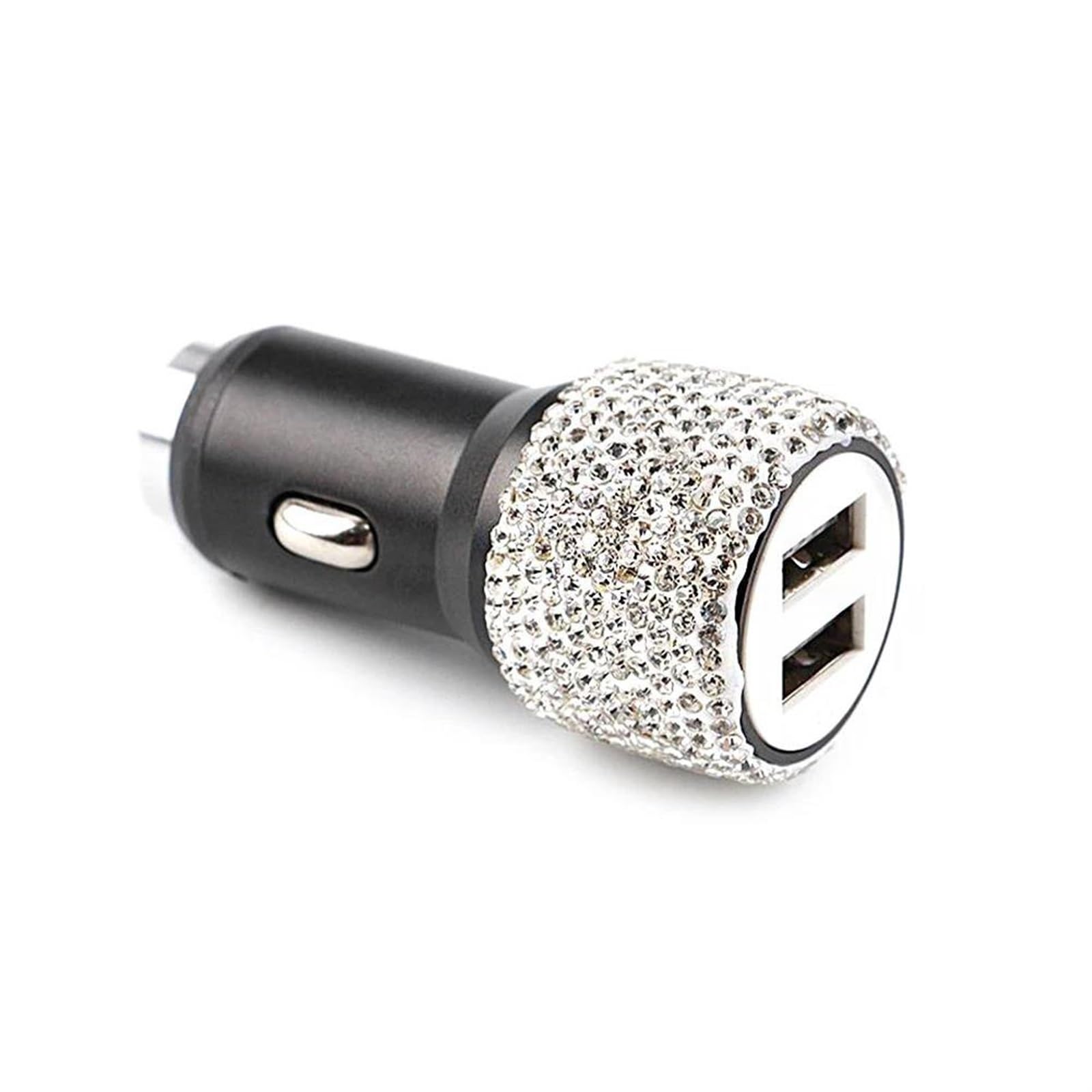 Interieurleisten Trim Bling USB Auto 5V 2,1 A Dual Port Schneller Adapter Rosa Auto Dekor Auto Styling Diamant Auto Zubehör Innen Für Frau Auto Styling Zierleisten(Weiß) von QINSHU