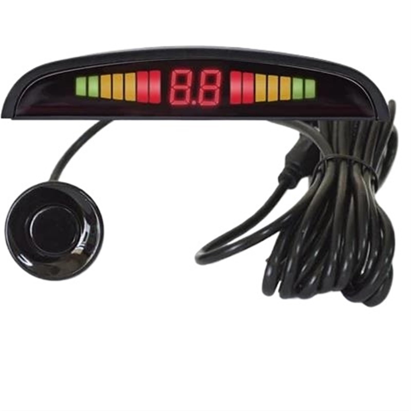 Parkassistent-Sensor Auto Parktronic Parksensor-Kit Hintergrundbeleuchtungsanzeige Mit Schalter Rückfahrmonitor-Detektorsystem Mit 4 Sensoren Vorne Hinten Parksensor(Schwarz) von QINSHU